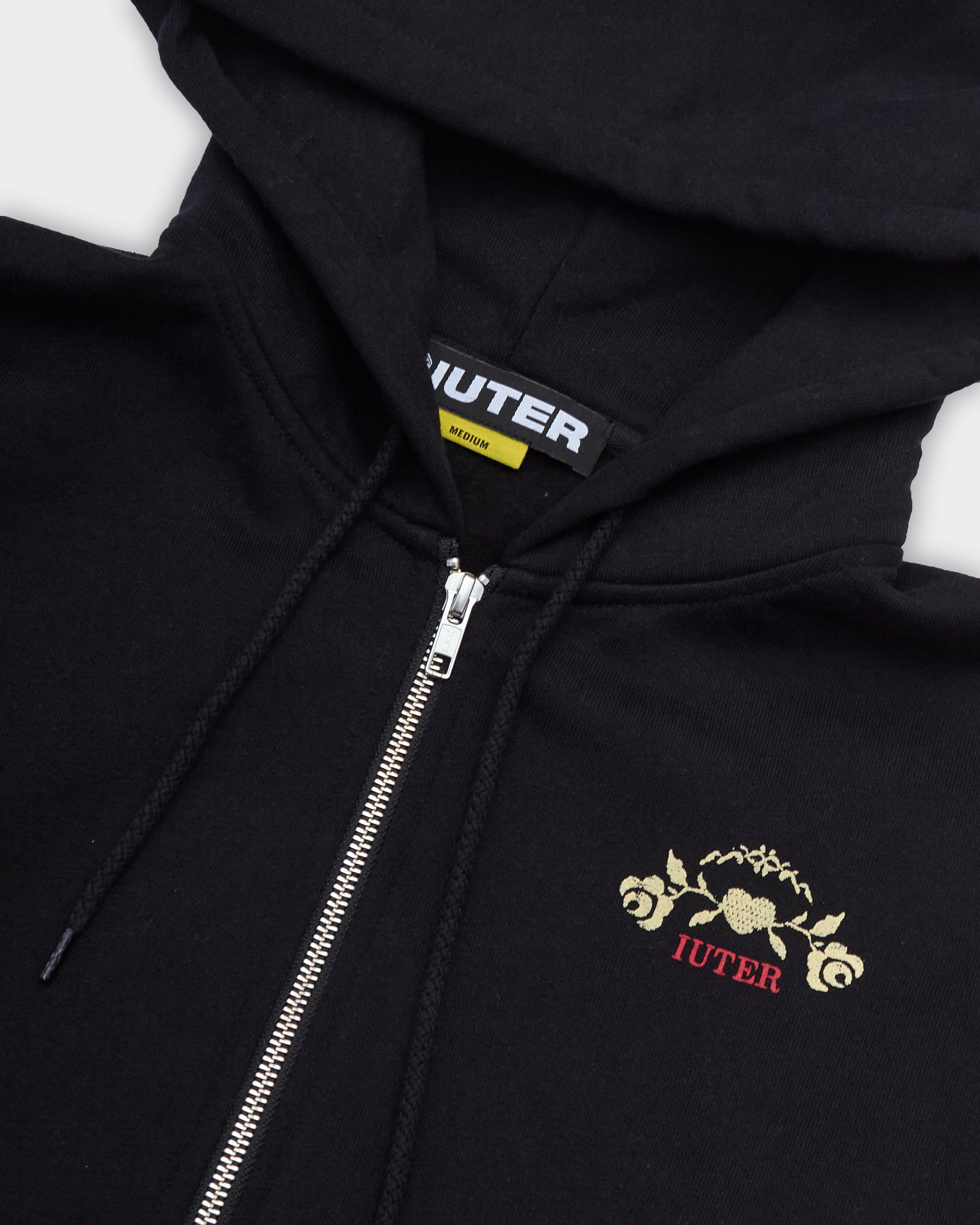 Felpa Con Cappuccio Floral Zip Nera