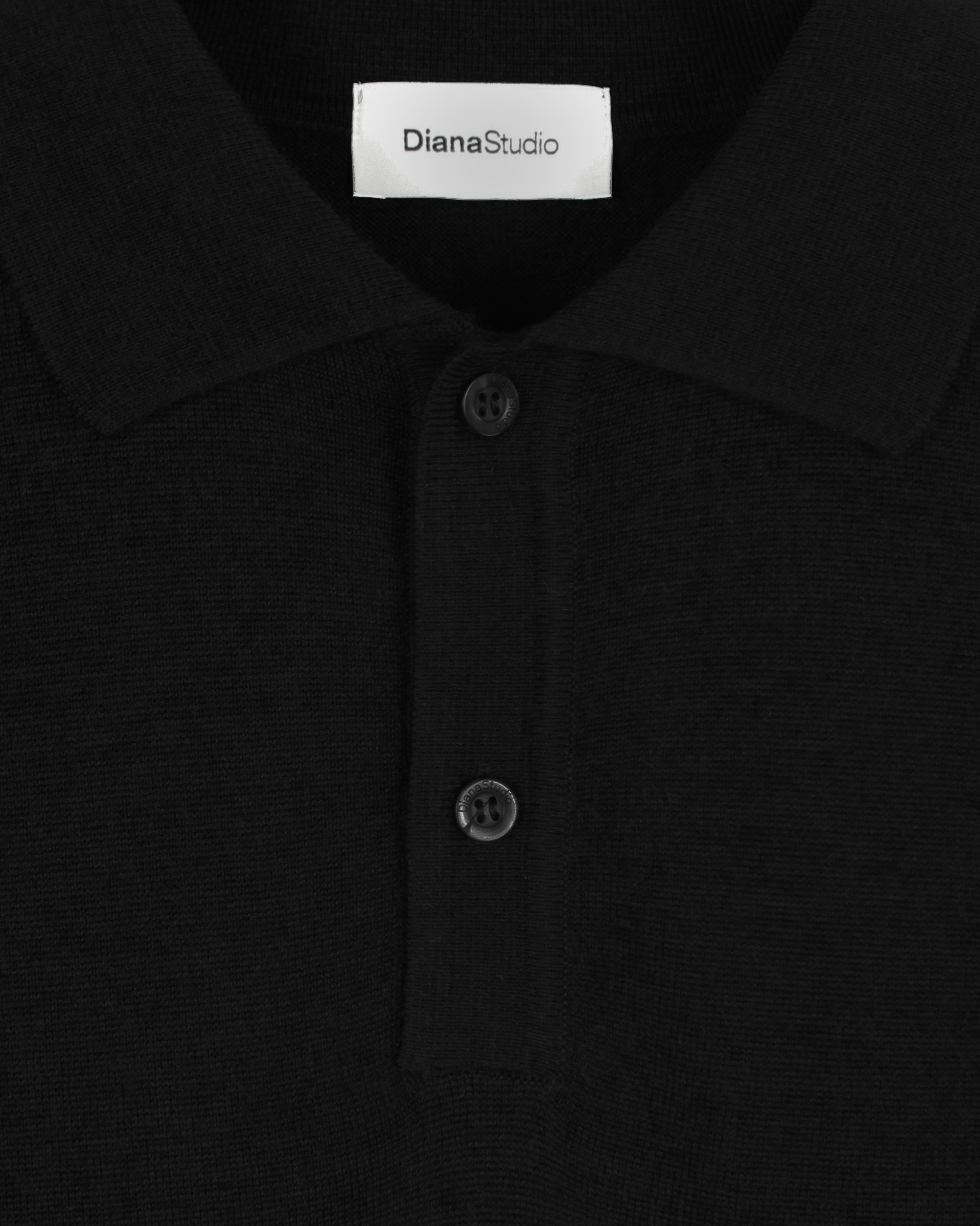 Polo Merino con Bottoni Nera