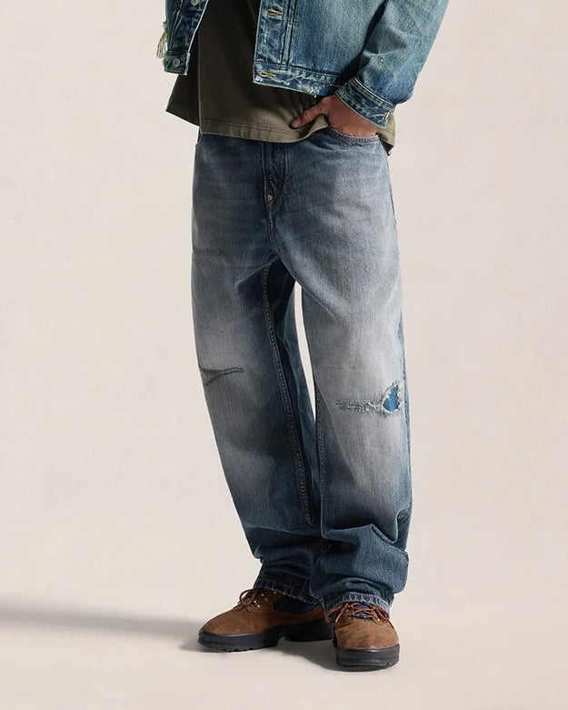Jeans Pink Daikoku Ripped Mid Tone Indigo
