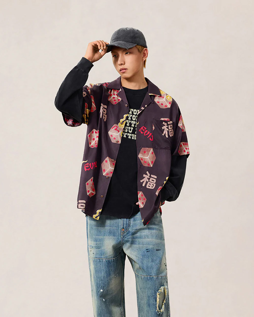 Camicia Allover Printed Aloha Nera