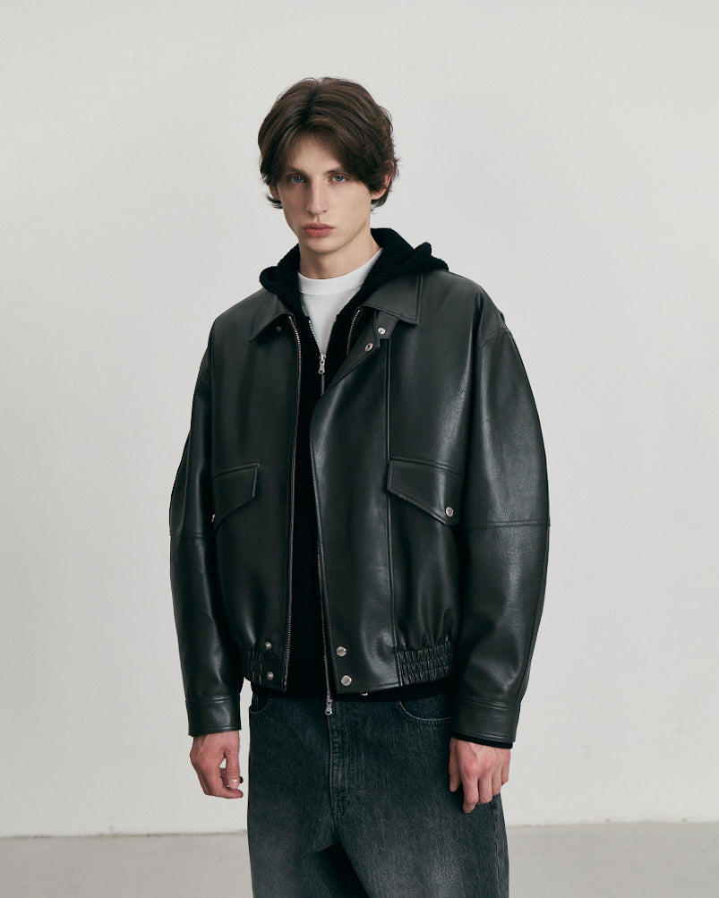 Giacca Cropped Alter-Leather Blouson Nera