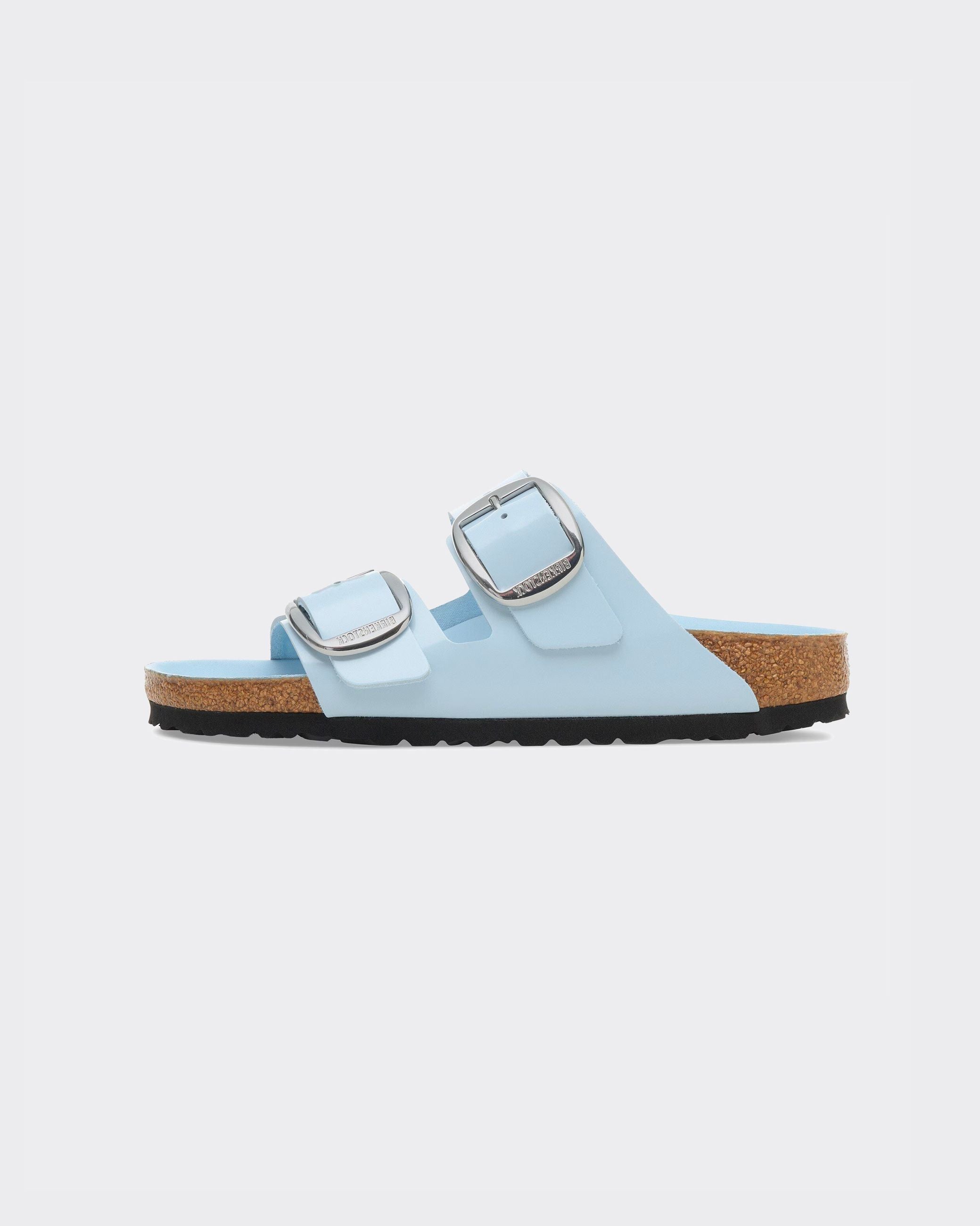 Ciabatta Arizona Big Buckle Shine Blue Natural Leather