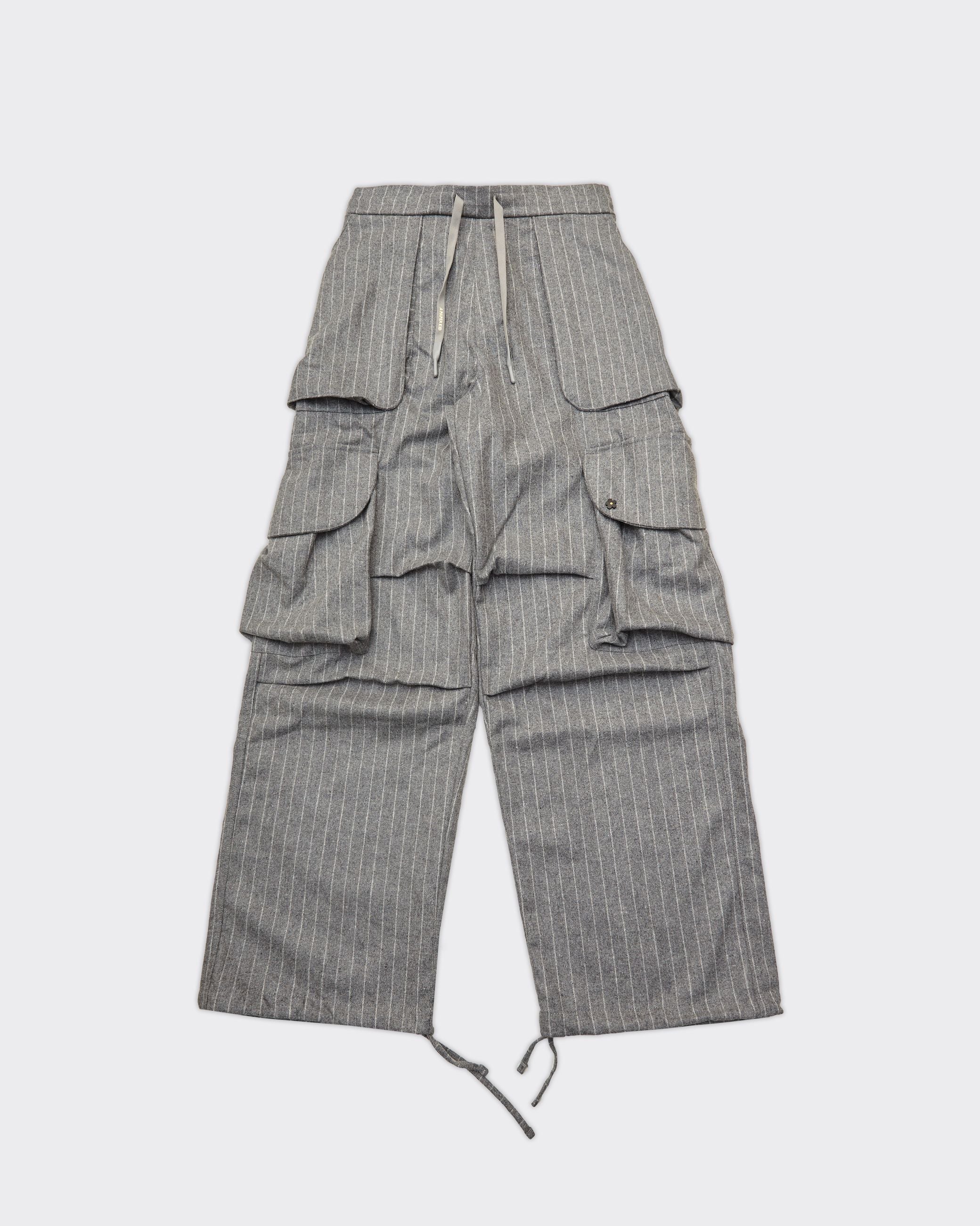 GREY FLANNEL CARGO TROUSERS