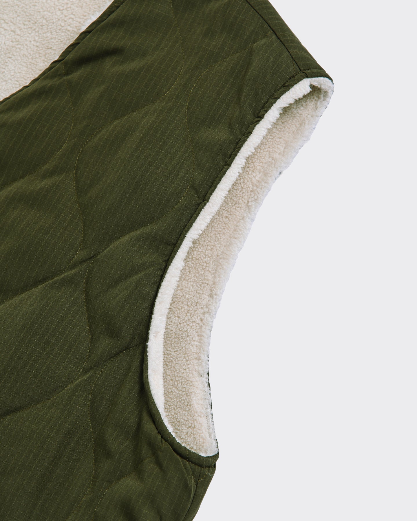 Vest V-Neck Military Reversible Dark Olive/Cream
