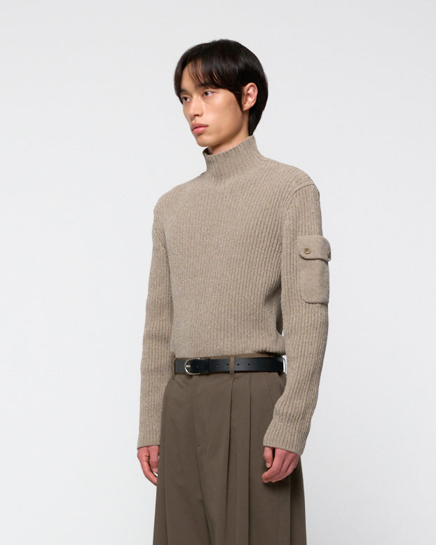 Maglione Ribbed Velvet Knit Beige