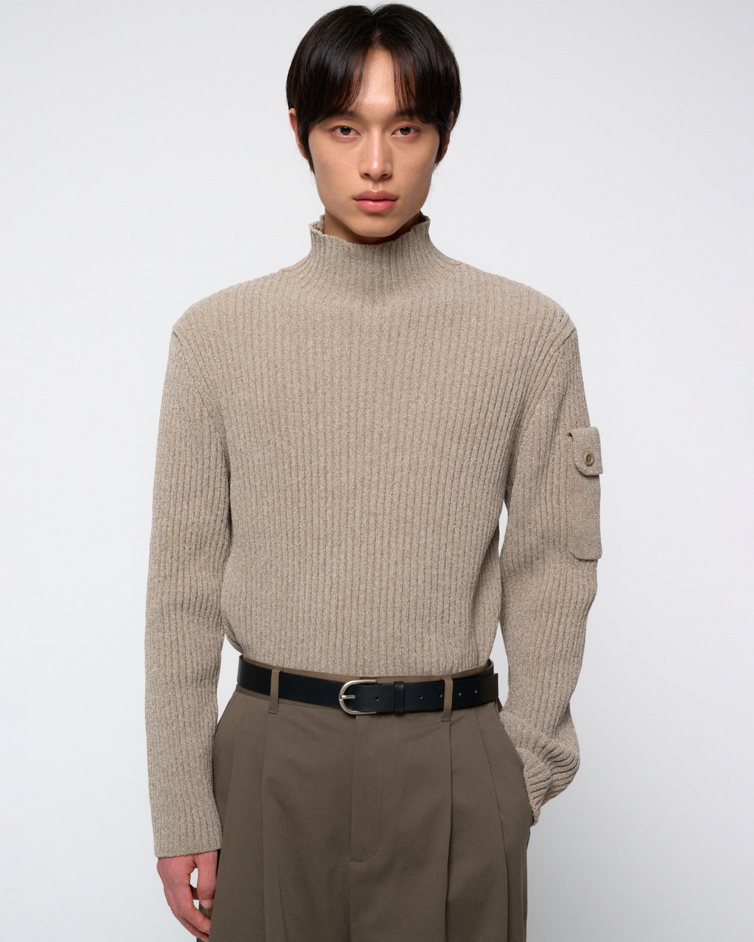 Maglione Ribbed Velvet Knit Beige