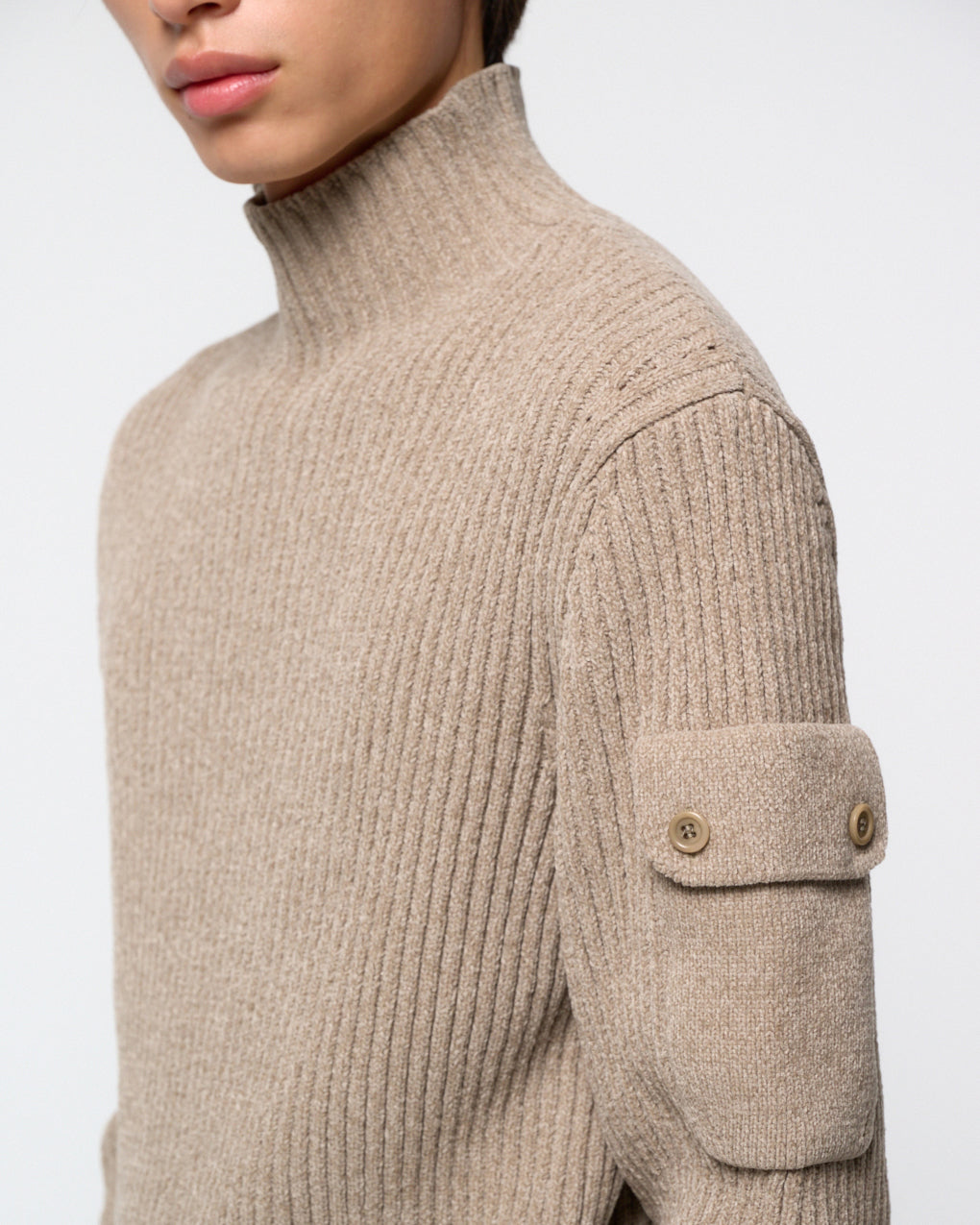 Maglione Ribbed Velvet Knit Beige