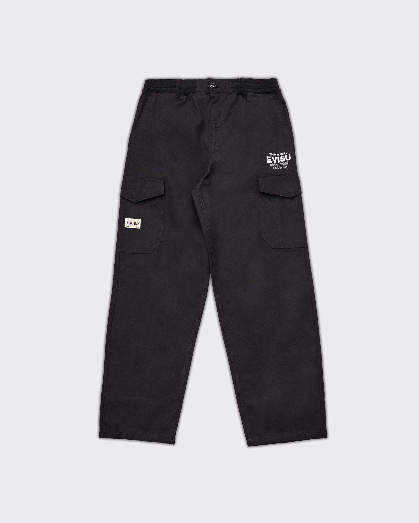 Evisu & Hand Brush Daicock Print Trousers Black