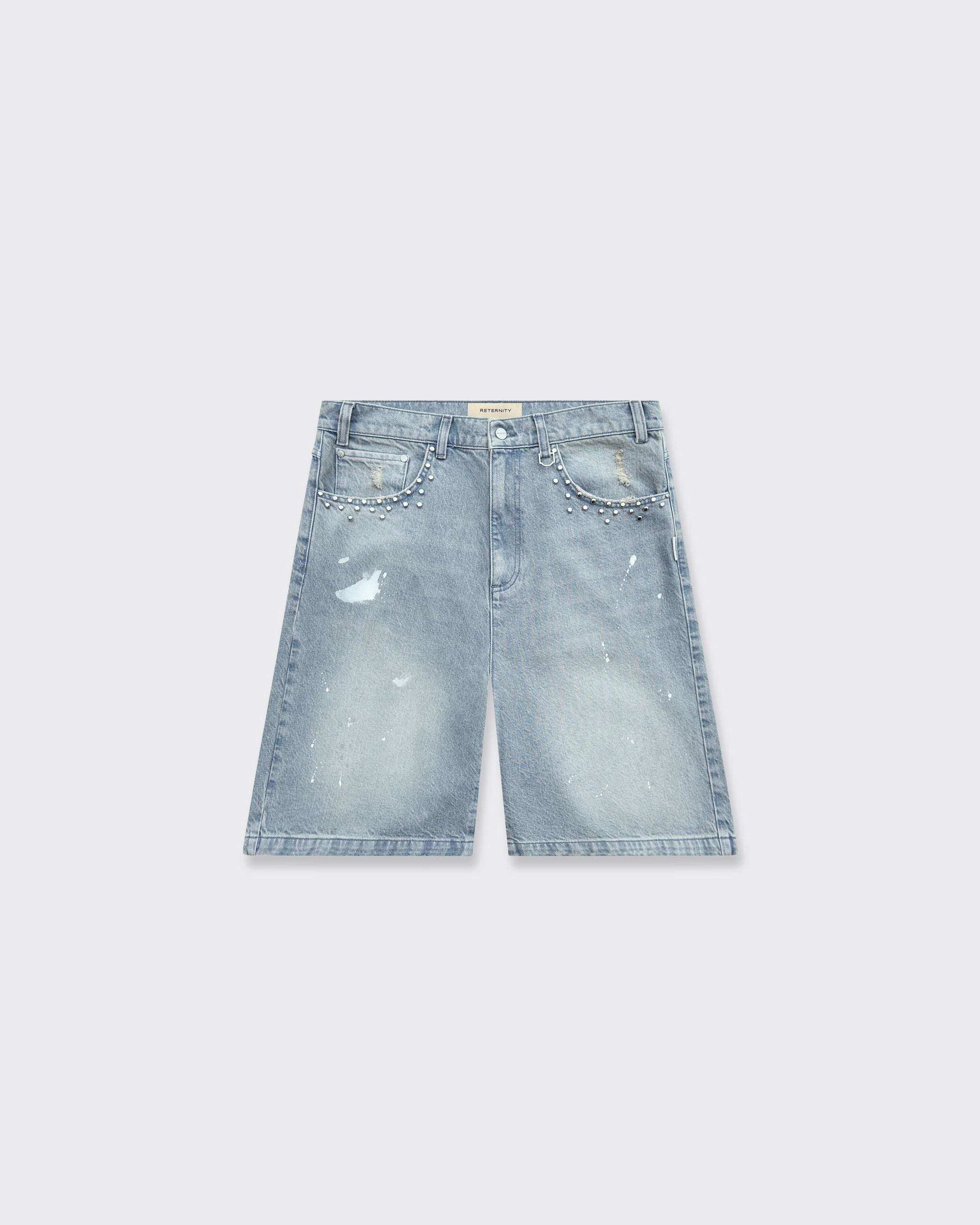 Studded Denim Light Blue Short