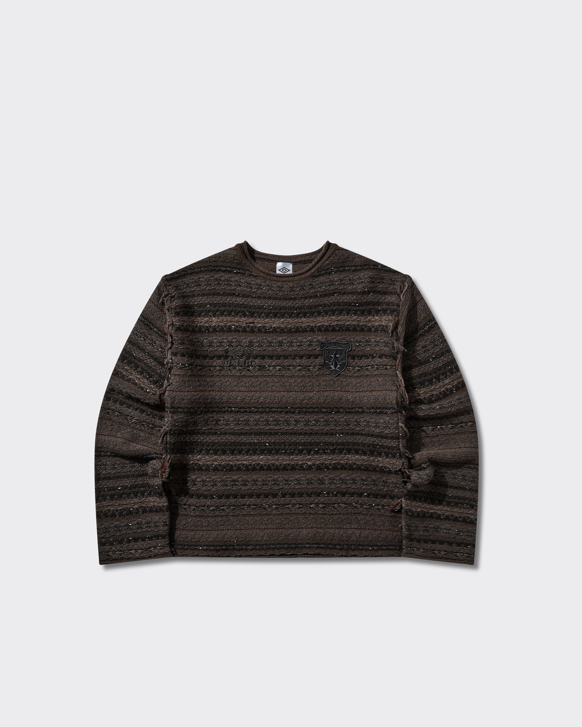 Crewneck Knit Fair Isle Black Brown