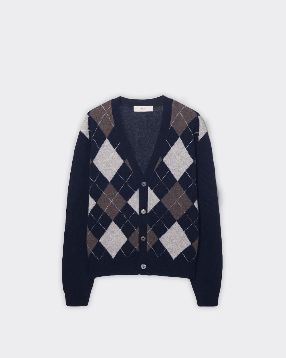 Cardigan V-Neck Argyle Blu