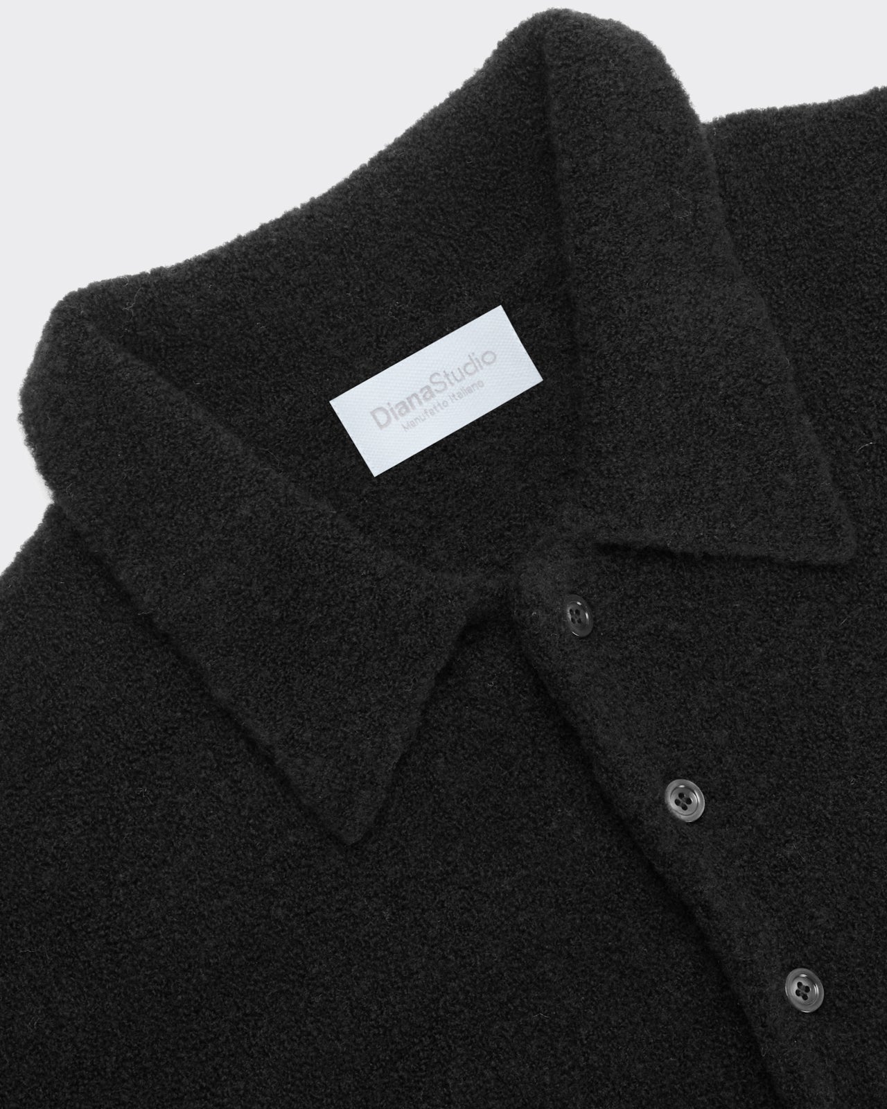 Polo Lana Con Bottoni Nera