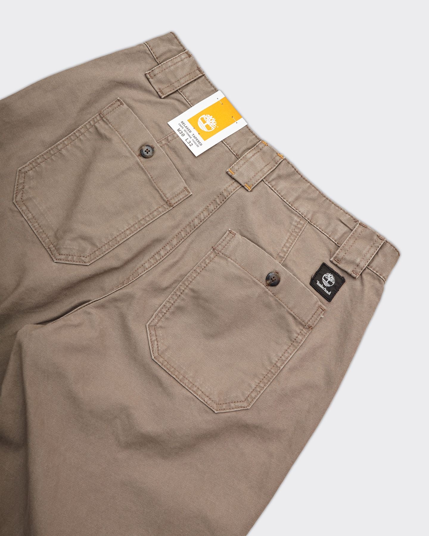 Washed Canvas Fatigue Trousers Brown