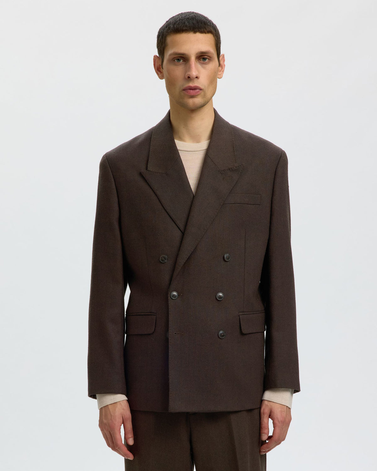 Blazer Relaxed Brooks Wool Blend Delicioso Herringbone
