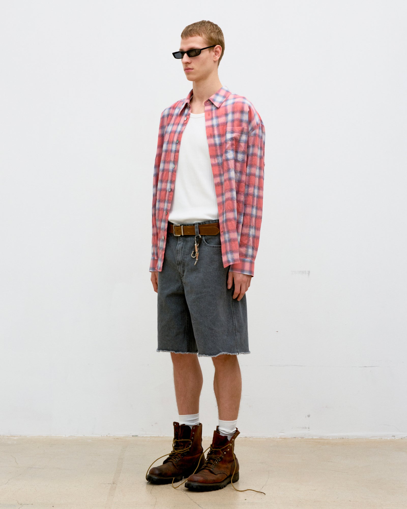 Shorts Cut Off Denim Washed Grey