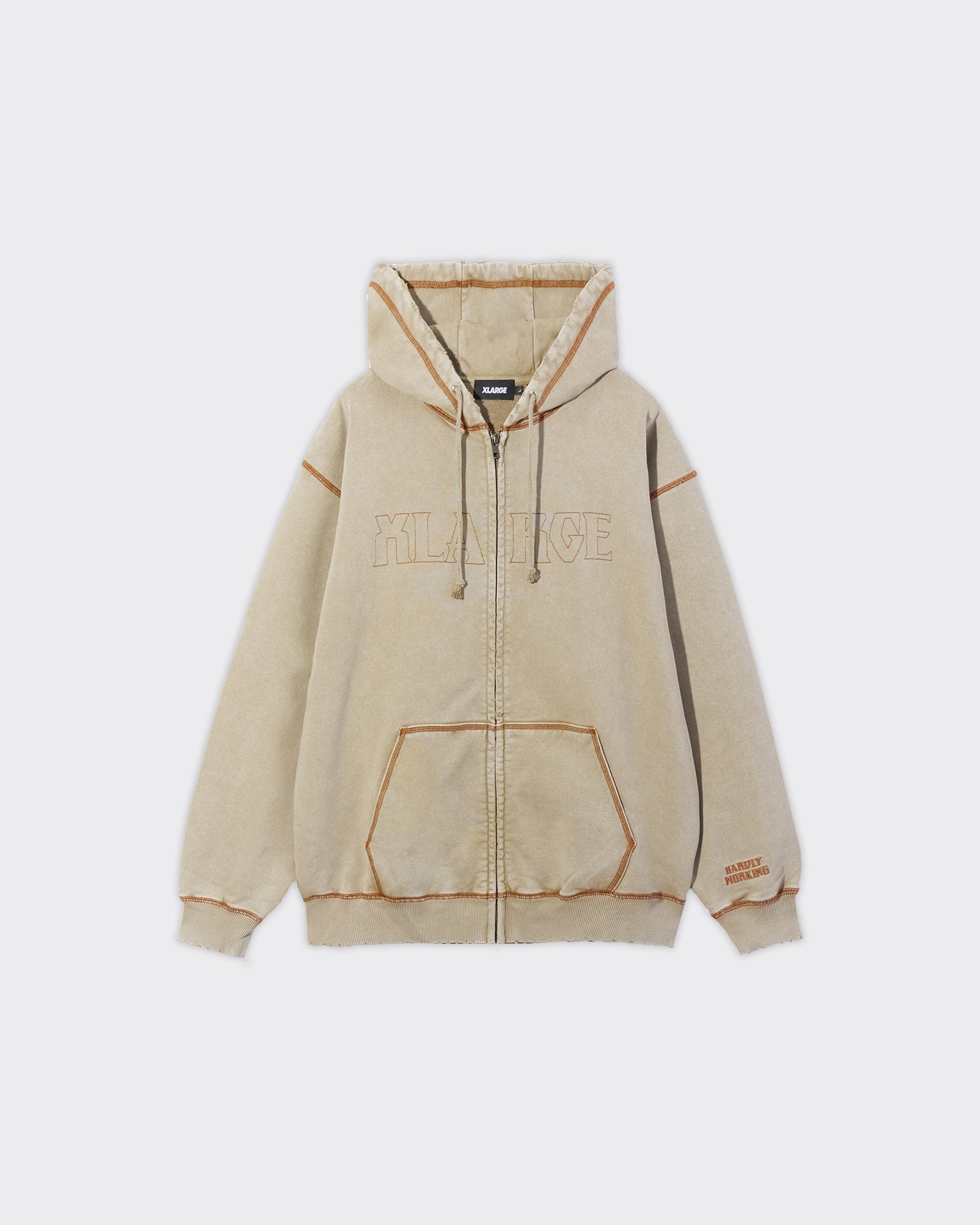Felpa Con Cappuccio Stitched Full Zip Beige