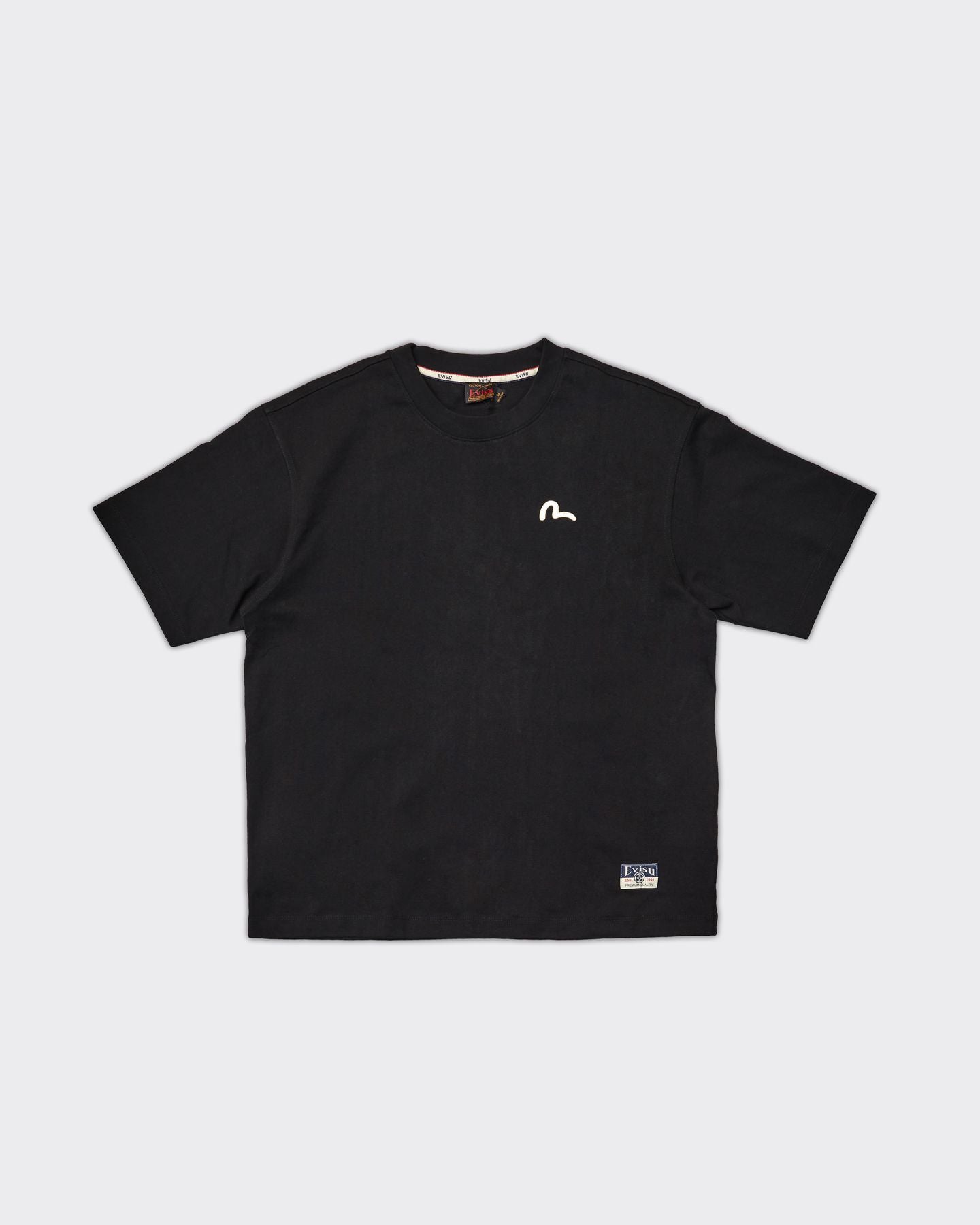 T-Shirt Seagull Emb & Carp Print Nero