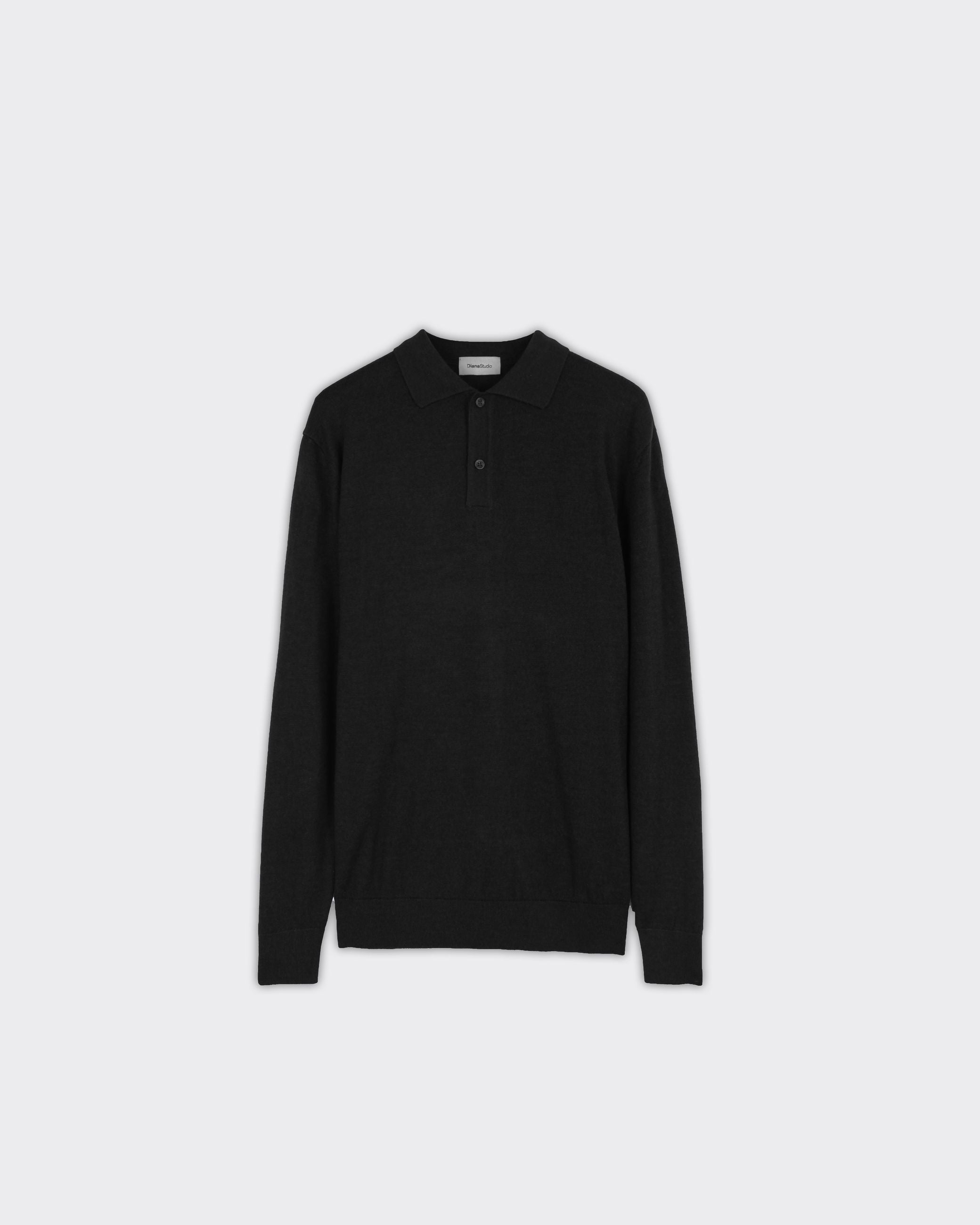 Polo Merino con Bottoni Nera