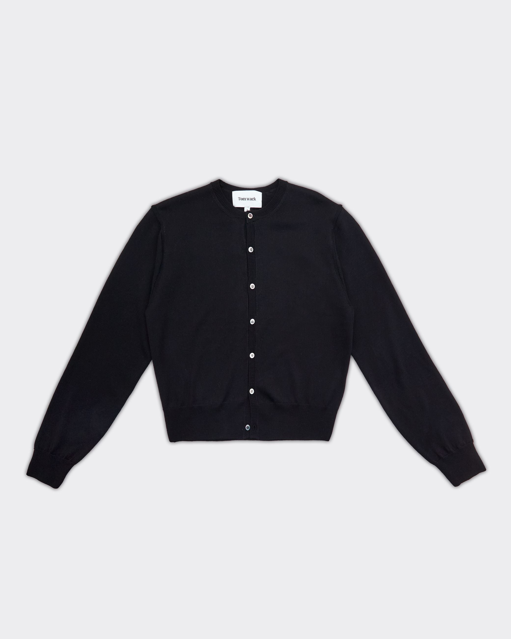 Cardigan Crewneck Super Fine Wool Nero