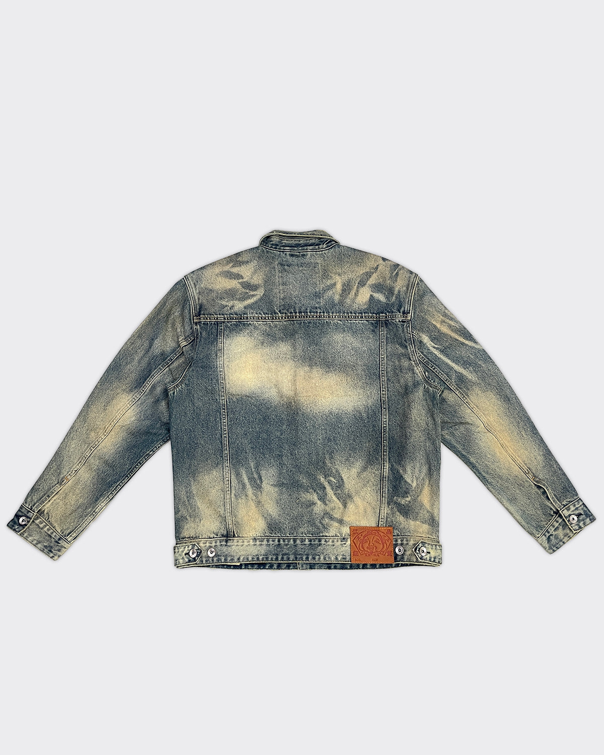 Giacca Jeans Seagull Embroidery Abstract Washing Denim Mid Tone Indigo