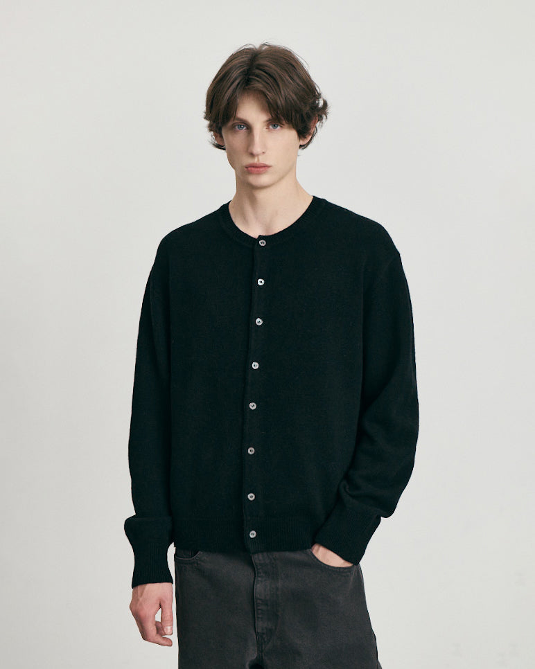 Cardigan Knit Crewneck Nero