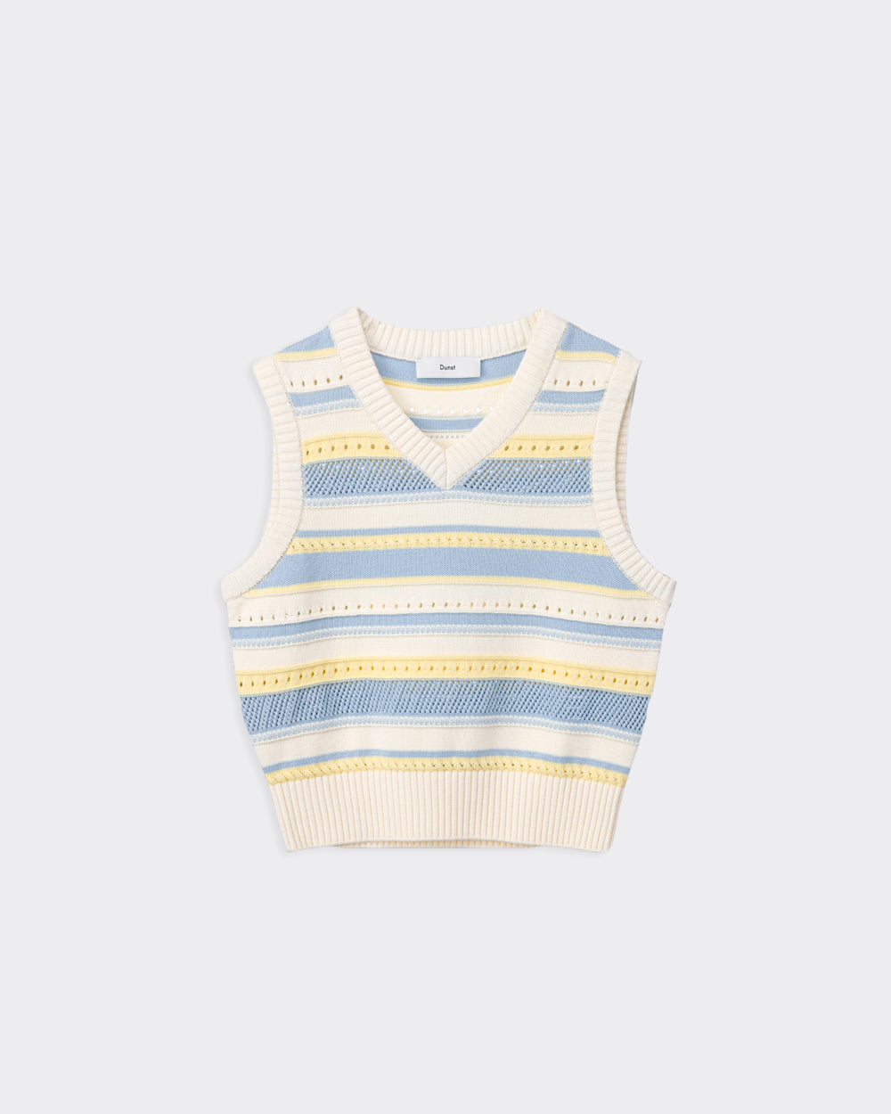 Vest Unisex Crafted Knit Crema / Soft Blu
