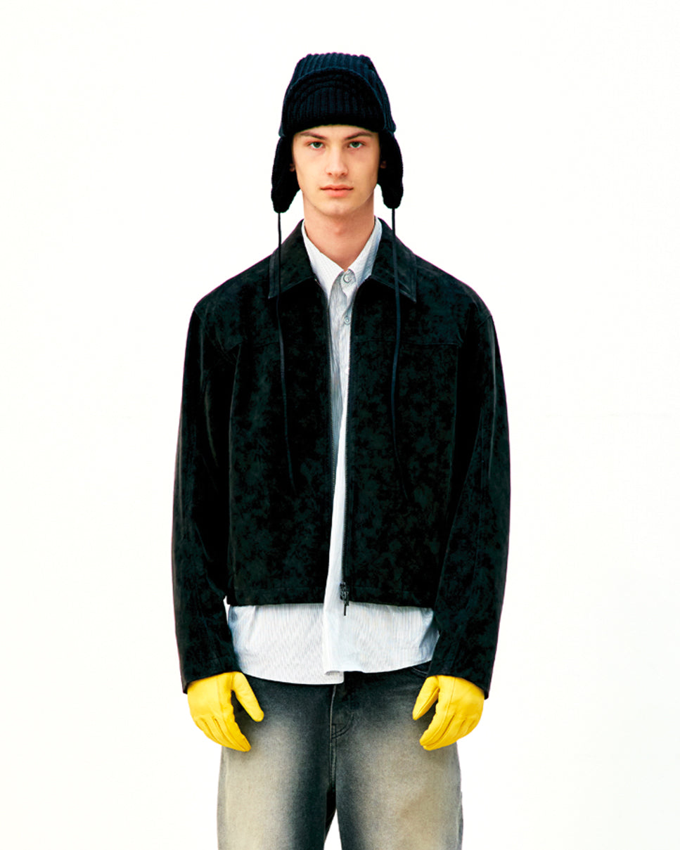 Giacca Curve Line Eco Suede Nero/Marrone