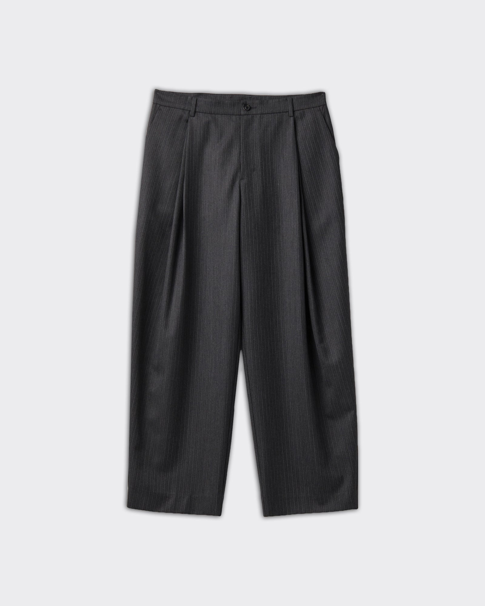 Pantalone Pleated Stripe Wool Blend Charcoal Grey