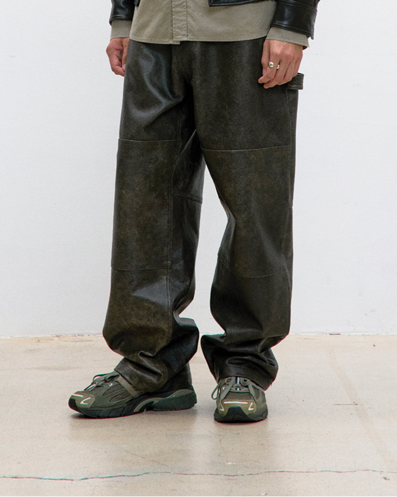 Pantalone Leather Double Knee Melange Marrone