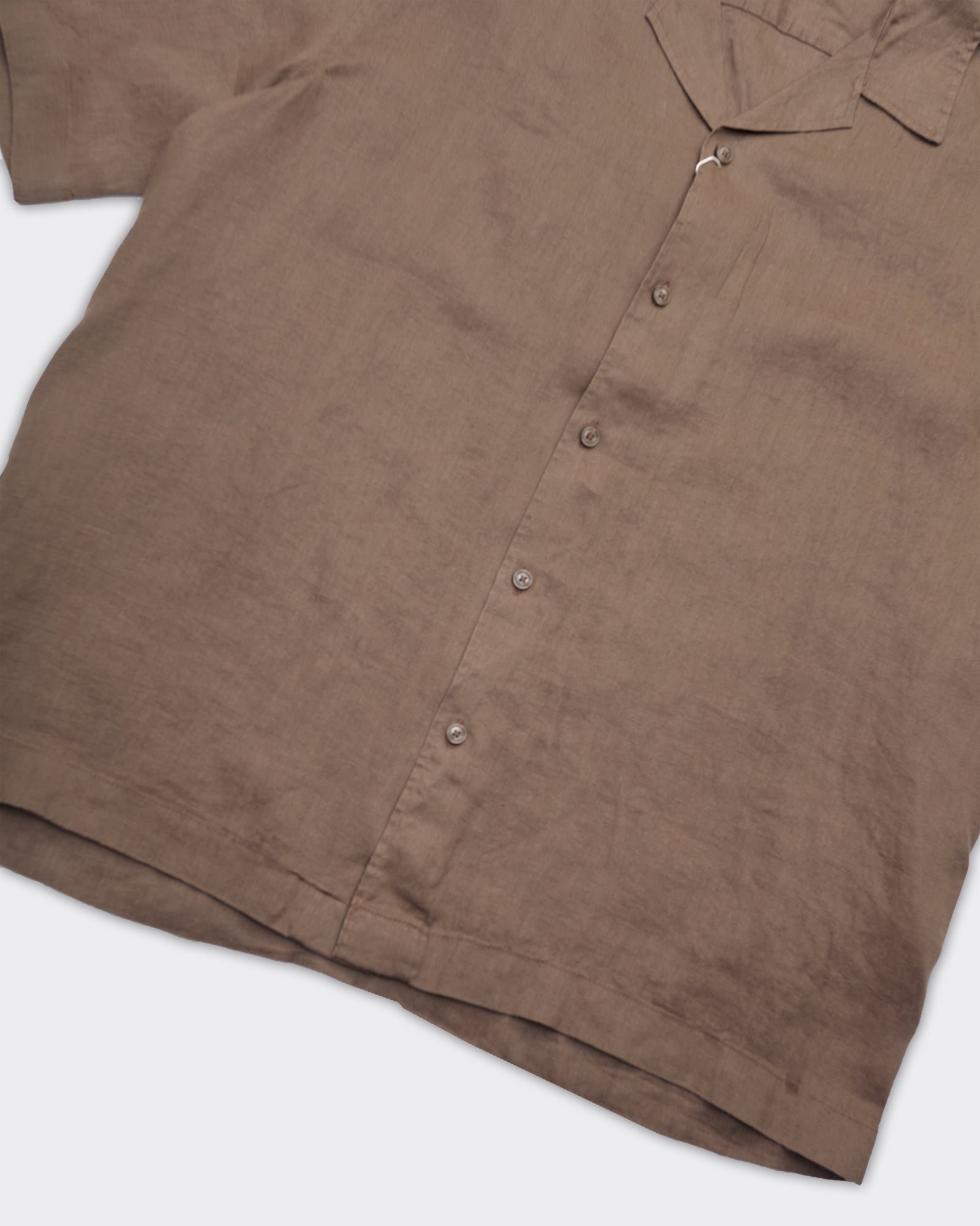 Camicia Kylian Linen SS Relaxed Resort Chocolate Chip