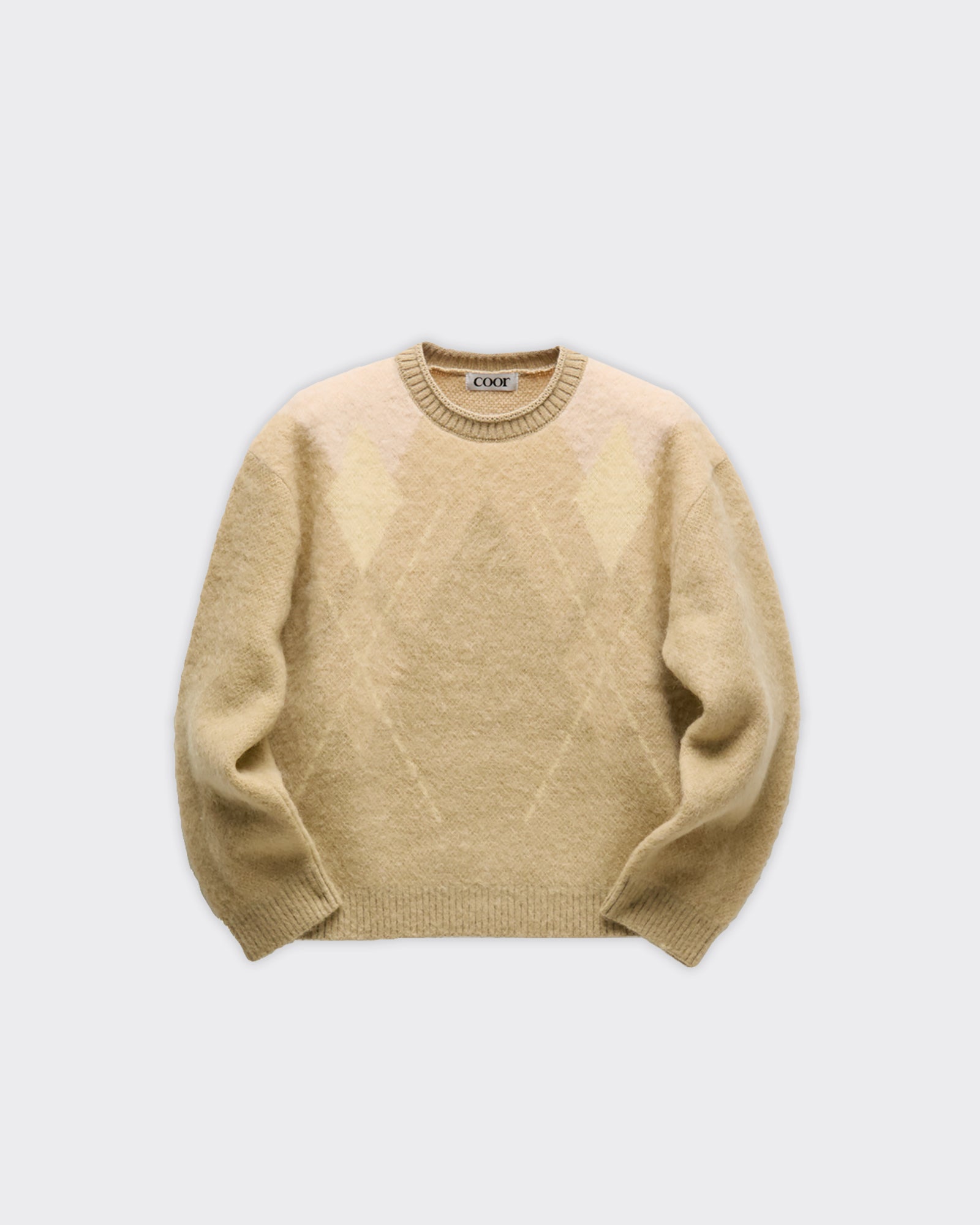 Maglione Crewneck Hairy Mixed Argyle Giallo