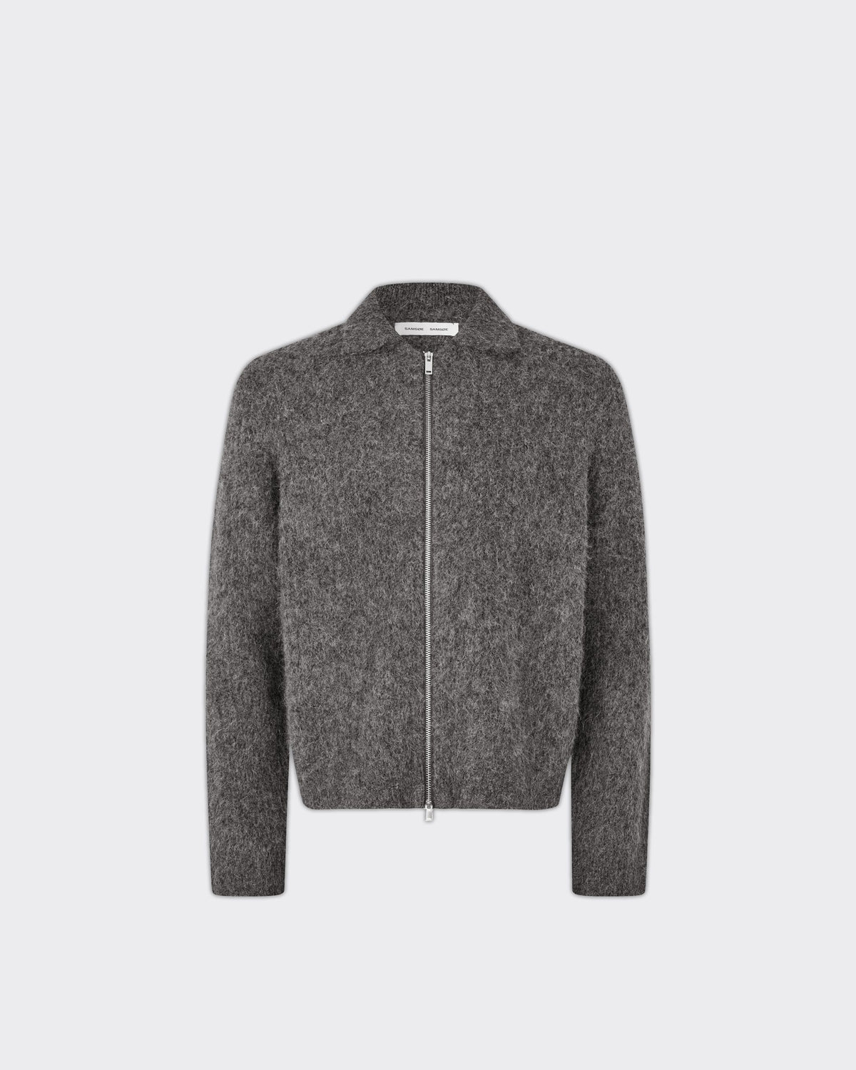 Cardigan Sajob Full Zip Dark Grey Melange