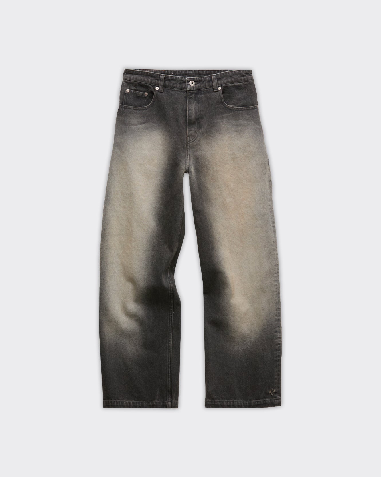 Jeans Stone Brushed Semi Wide Washed Charcoal