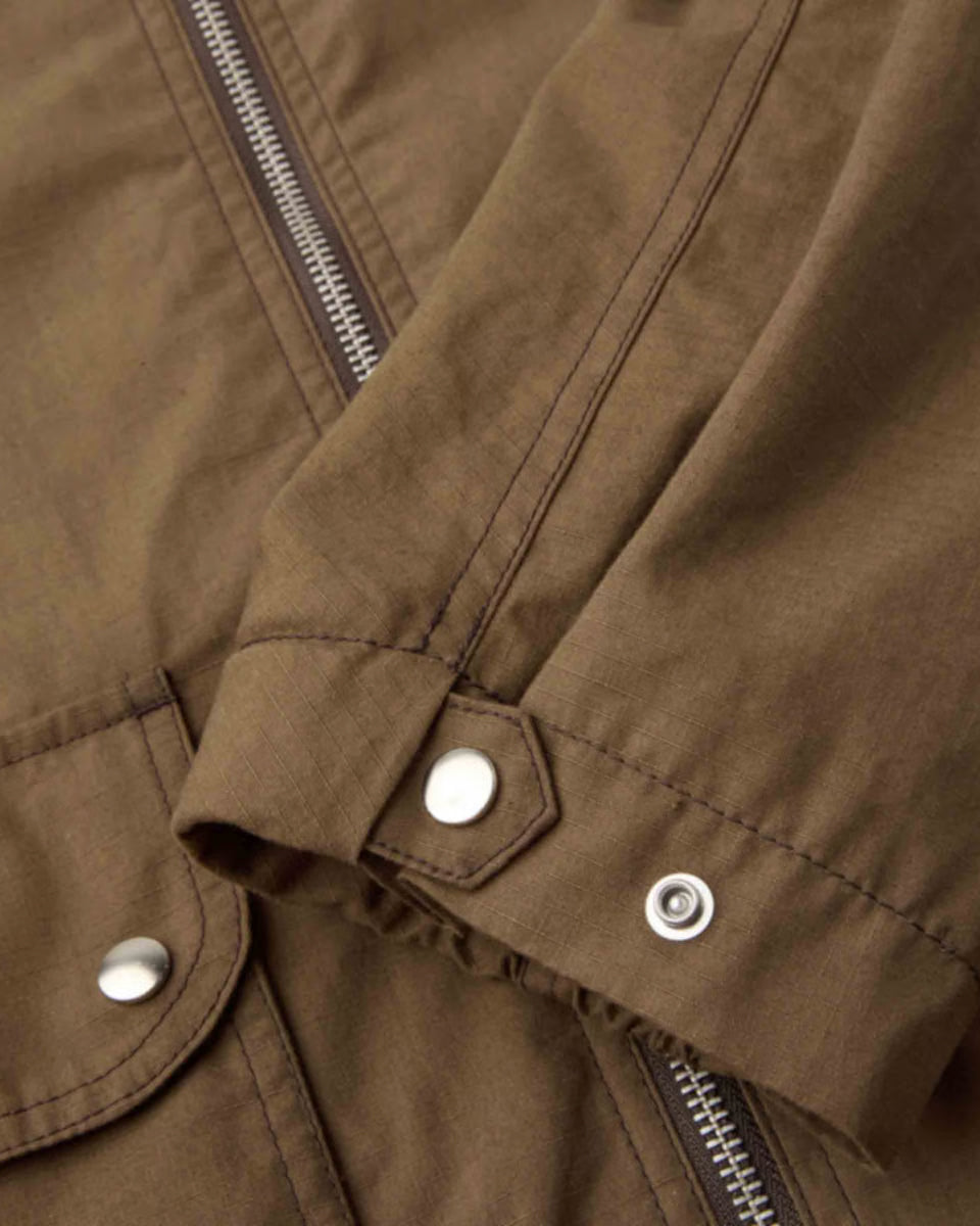 Giacca Stand Collar Waxed Cotton Dark Brown