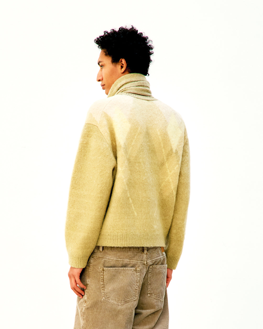 Maglione Crewneck Hairy Mixed Argyle Giallo