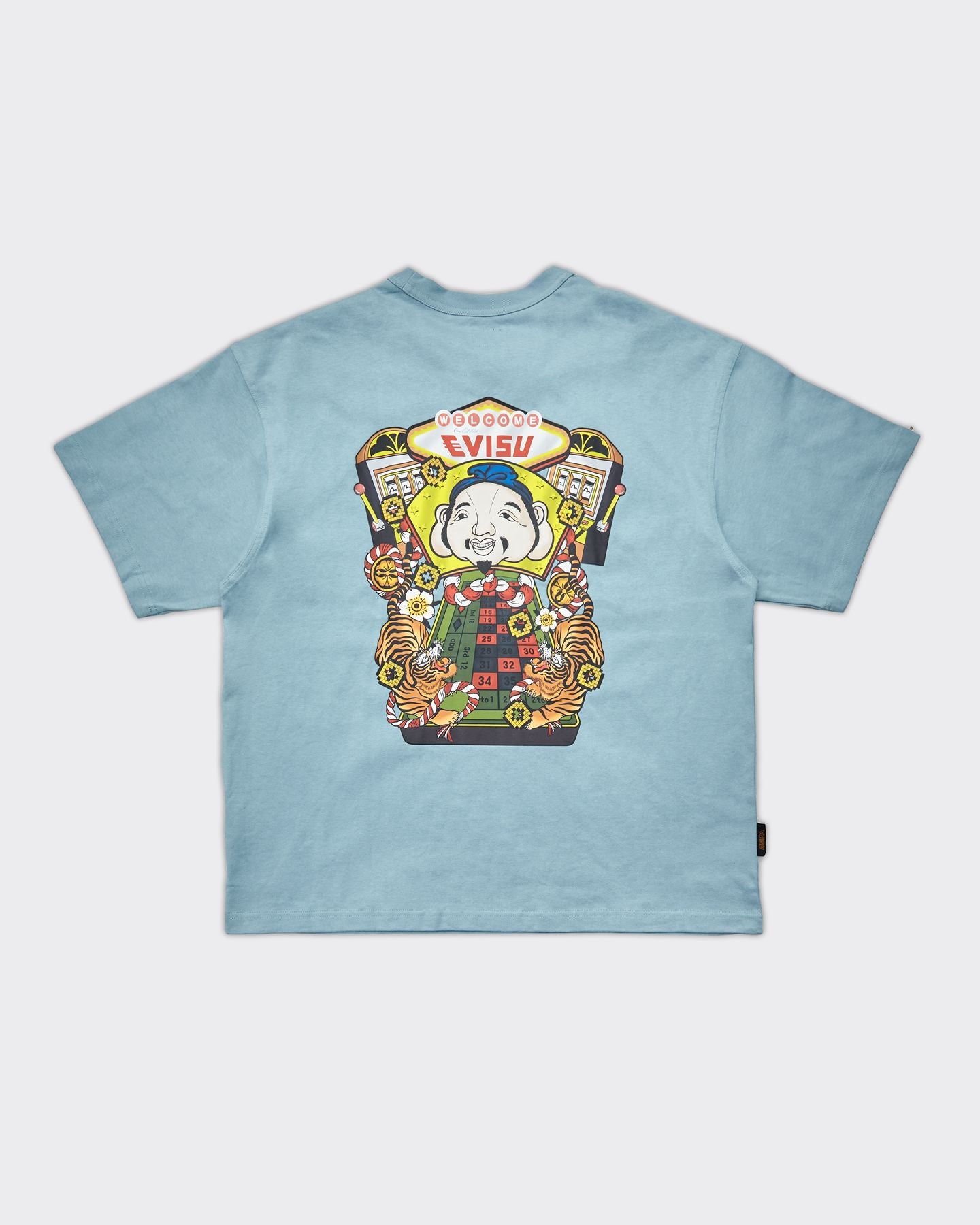 T-Shirt Evisu & Virtual Vacation Print Blu