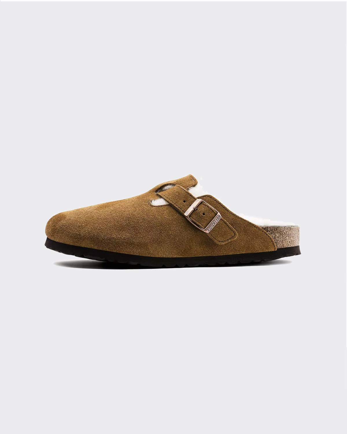 Ciabatte Boston Shearling Suede Leather Dark Tea