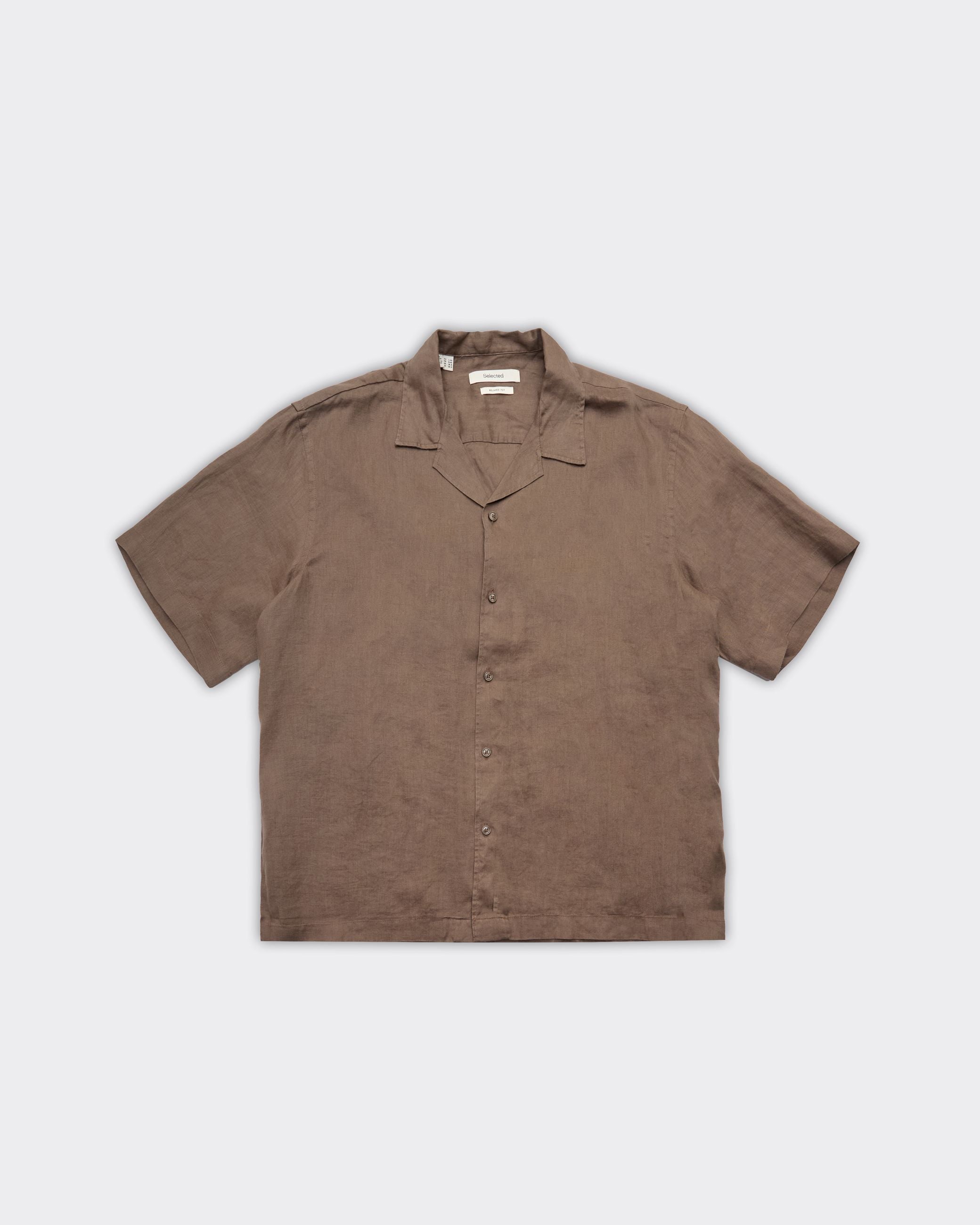 Camicia Kylian Linen SS Relaxed Resort Chocolate Chip