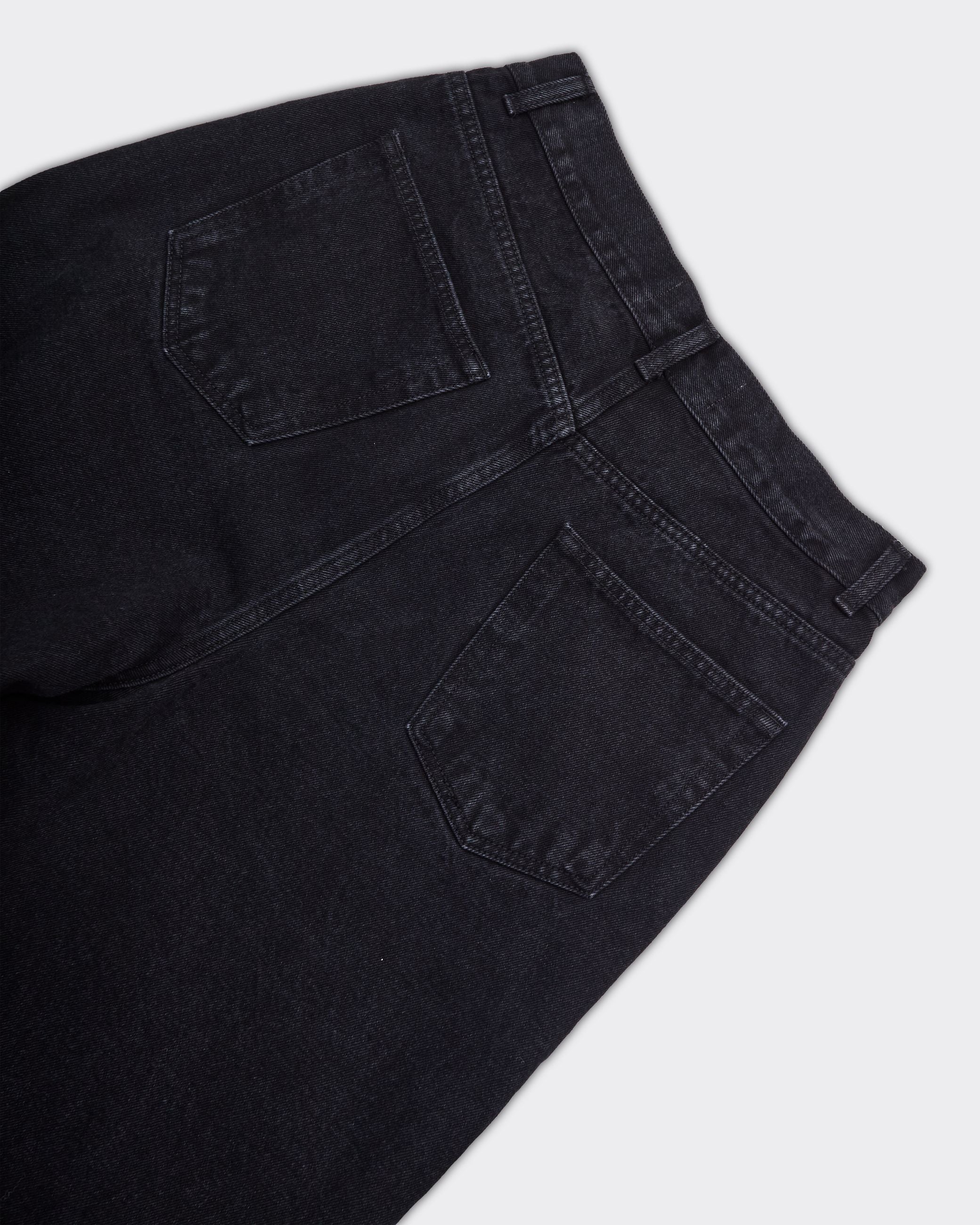 Jeans Wide Leg Washed Denim Nero