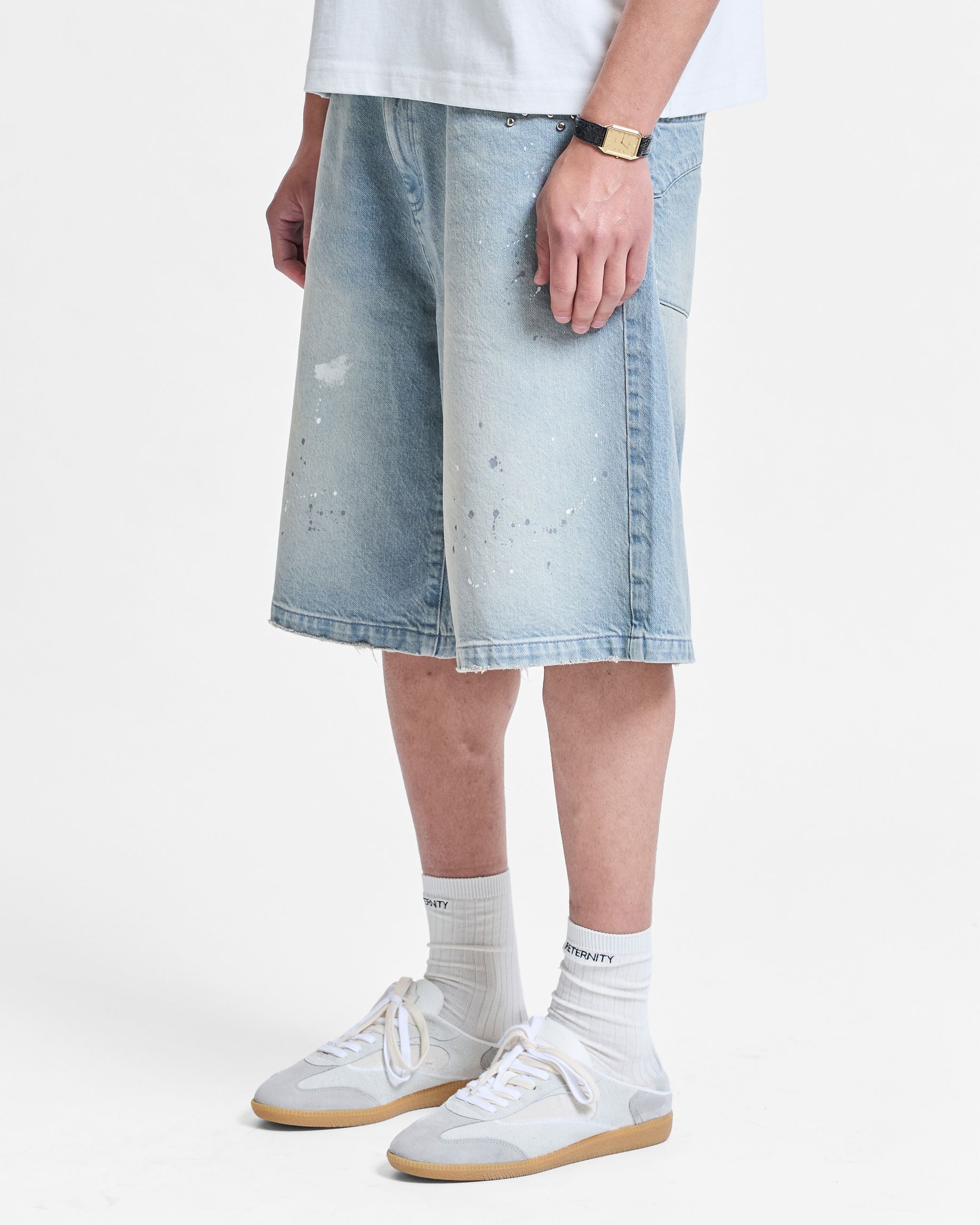 Studded Denim Light Blue Short