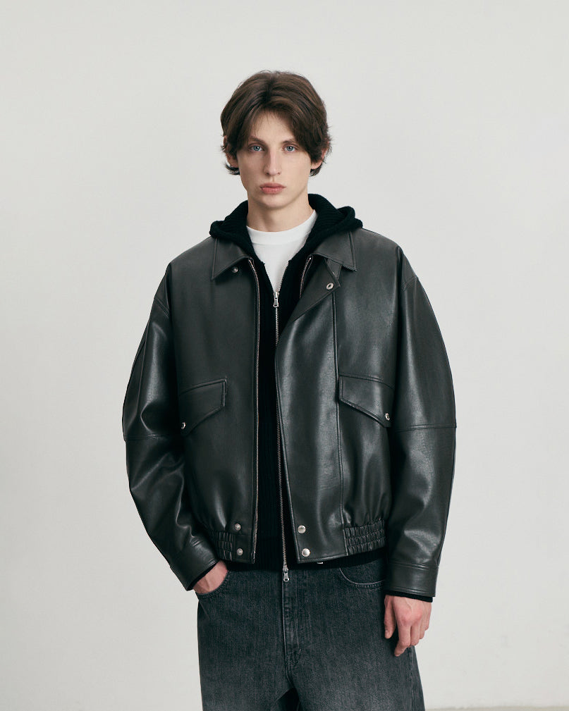 Giacca Cropped Alter-Leather Blouson Nera