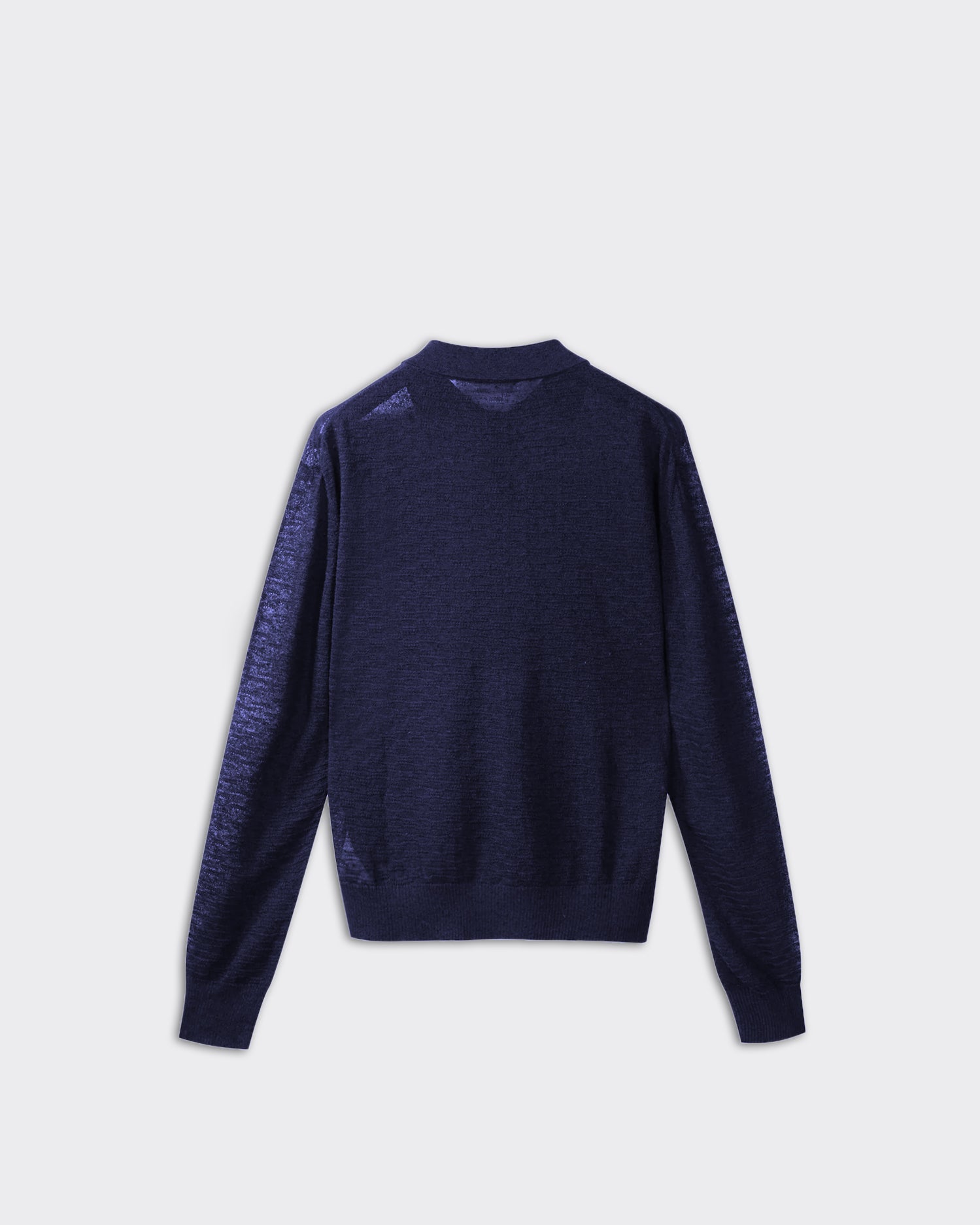 Polo Manica Lunga Seta e Lino Blu Navy