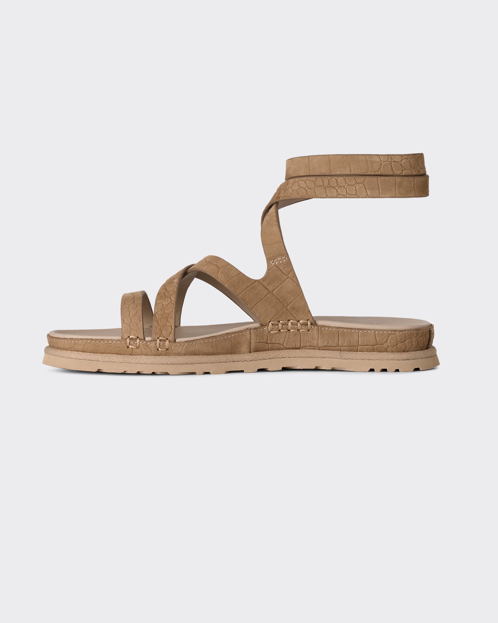 Sandal W Goldengaze Embossed Ankle Wrap Mustard Seed