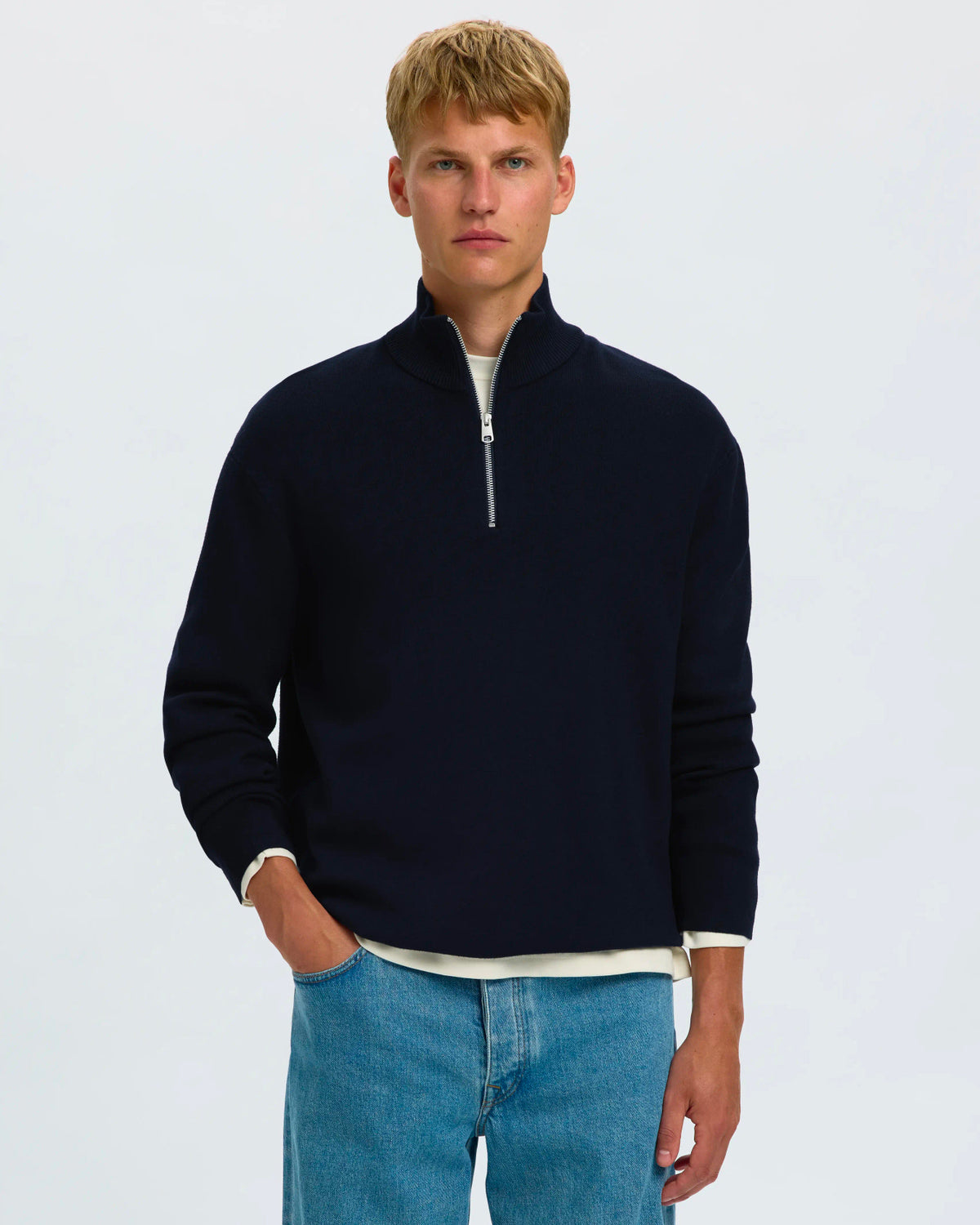 Polo Teller Knit Half Zip Sky Captain