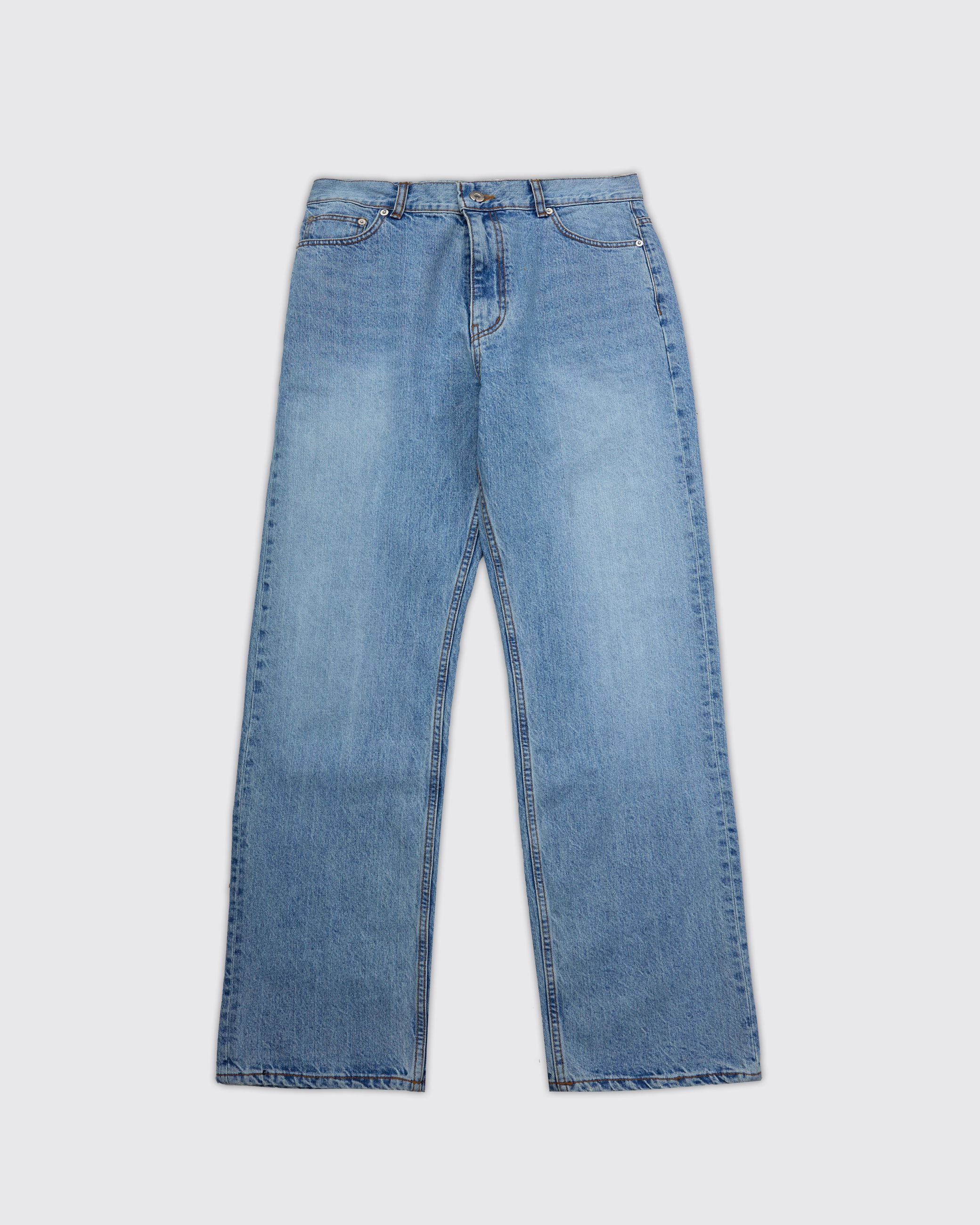 Jeans Straight Leg Denim Washed Light Blue