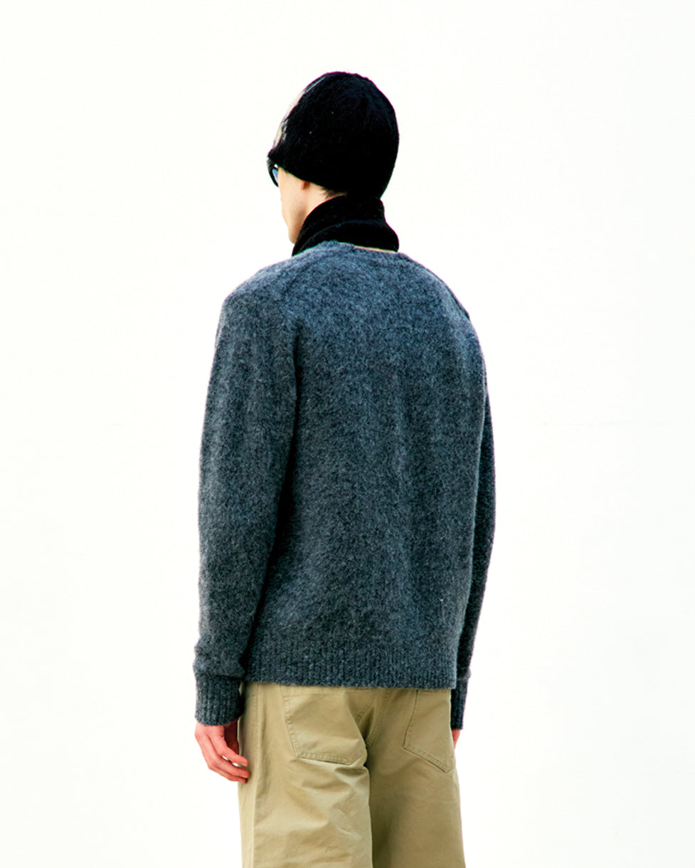 Maglione Crewneck Hairy Alpaca Blend Melange Grigio