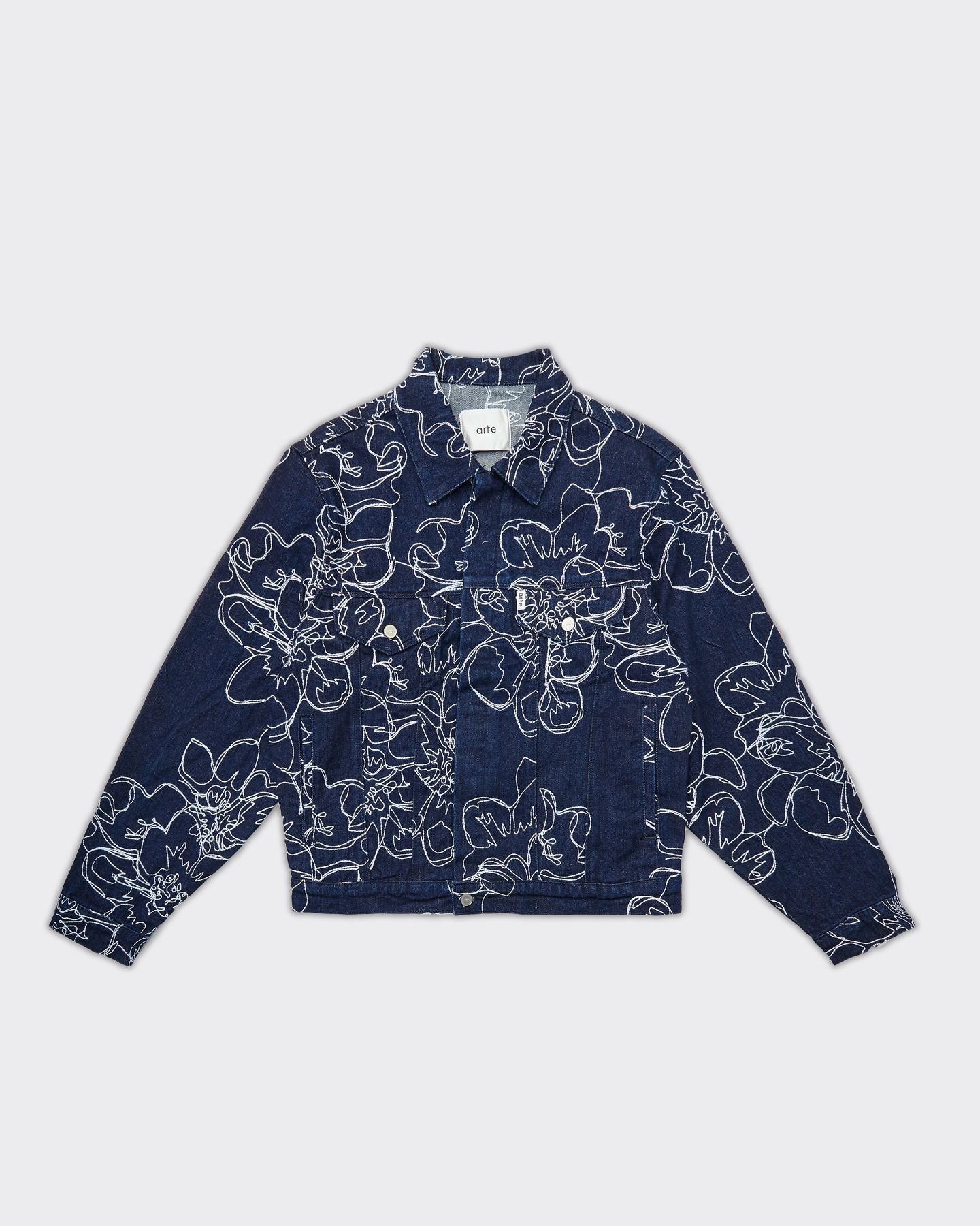 Giacca Flower Stitch Denim Blu