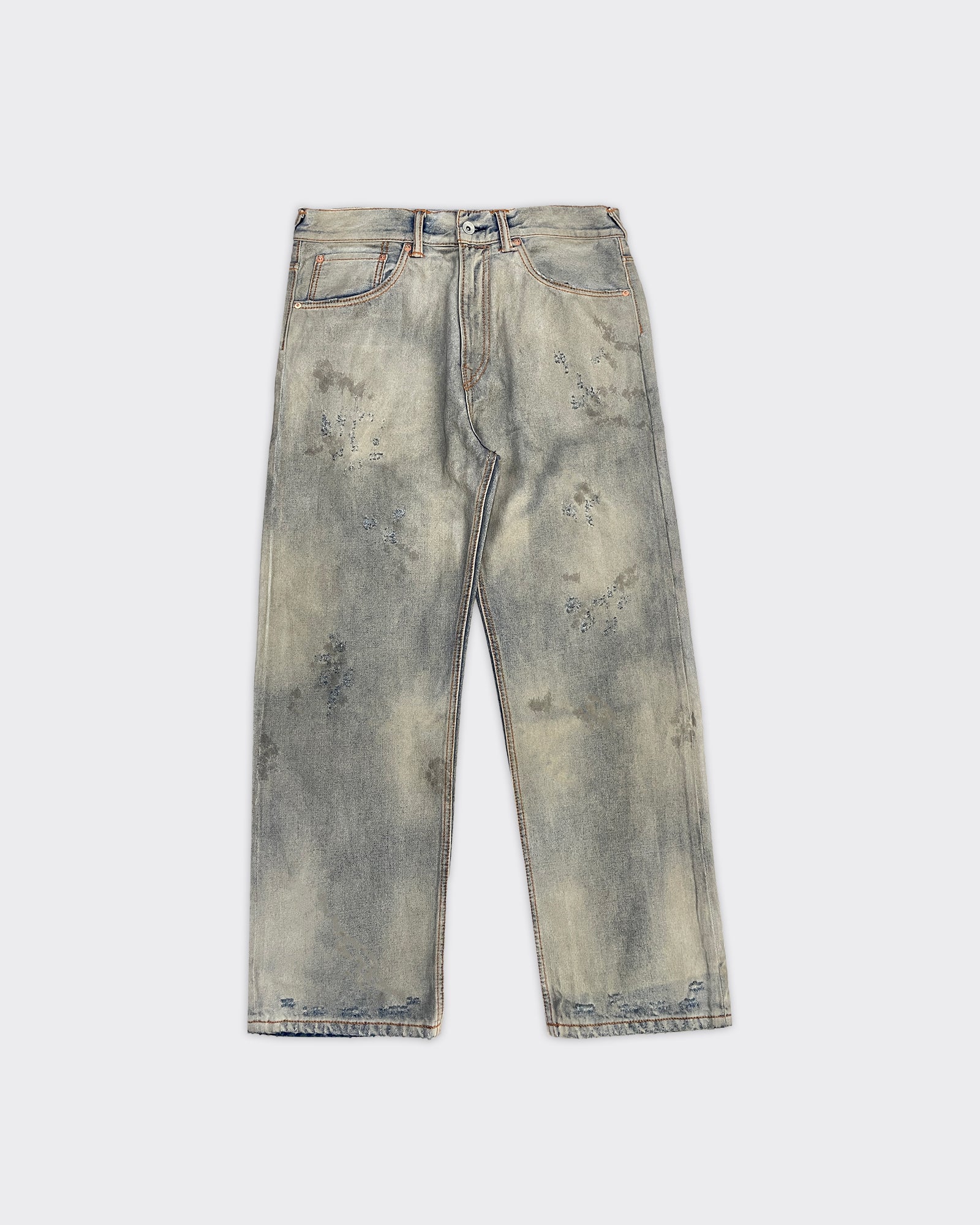 Jeans Distressed 5 Pockets Denim Light Tone Indigo