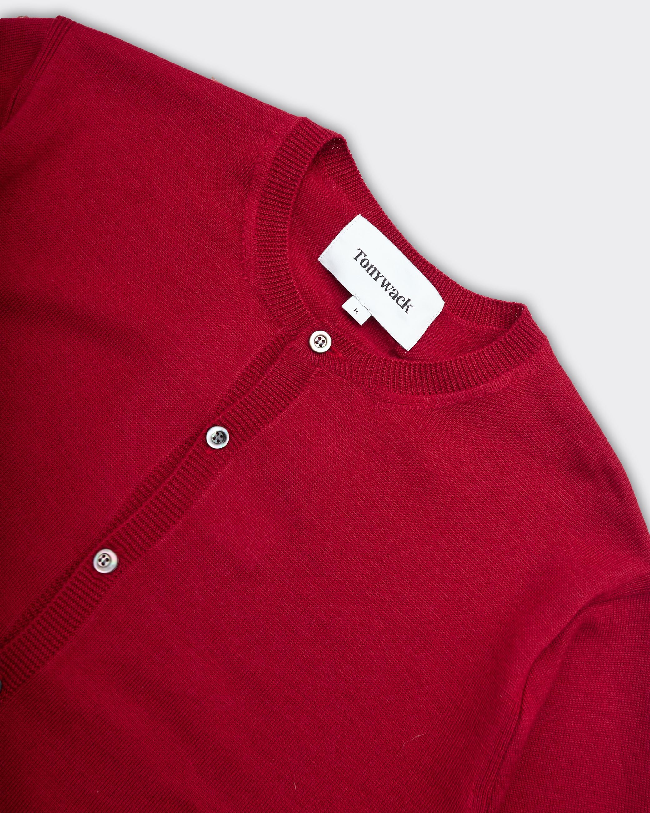 Cardigan Crewneck Super Fine Wool Rosso