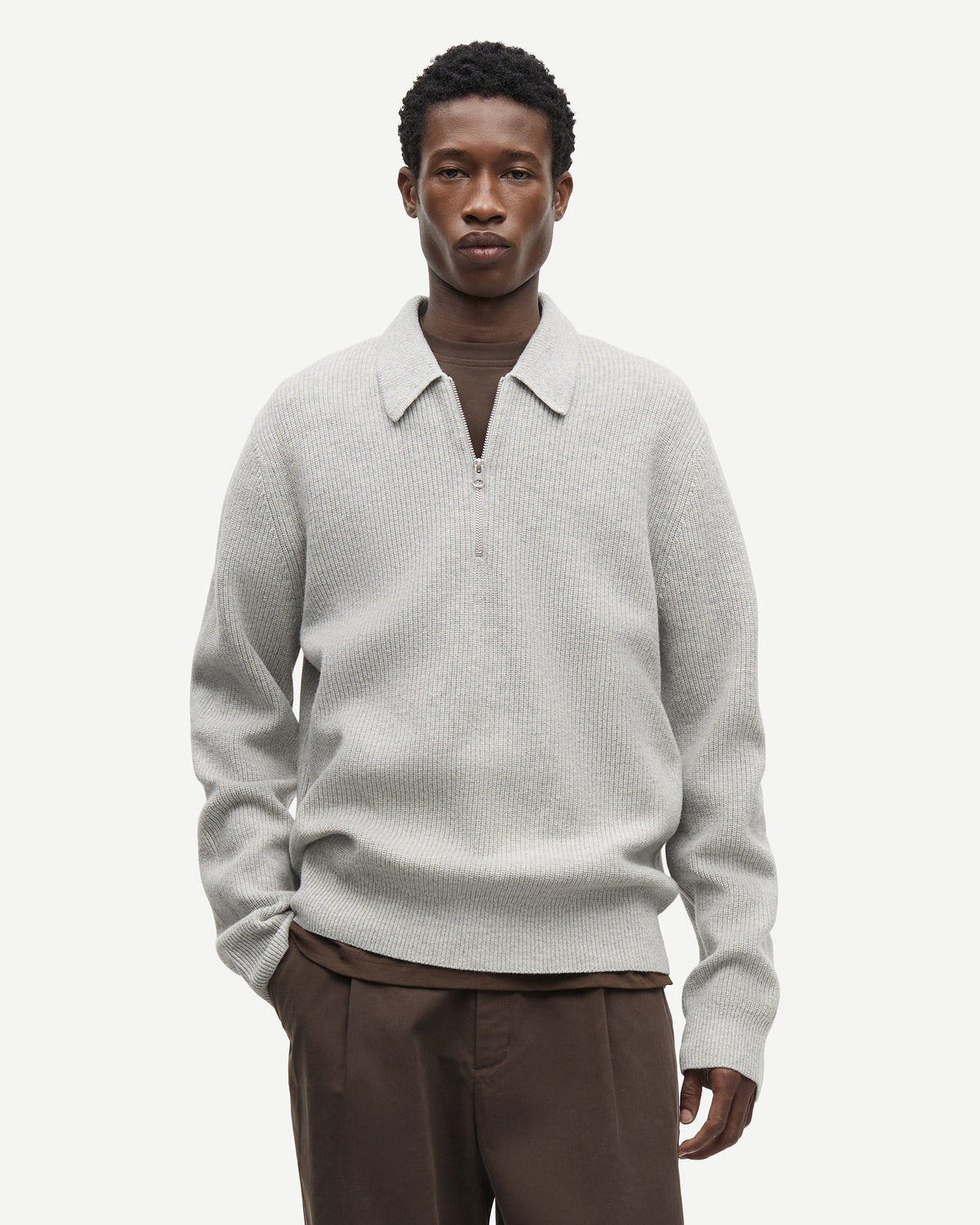 Polo Saisaks Half Zip Grey Melange